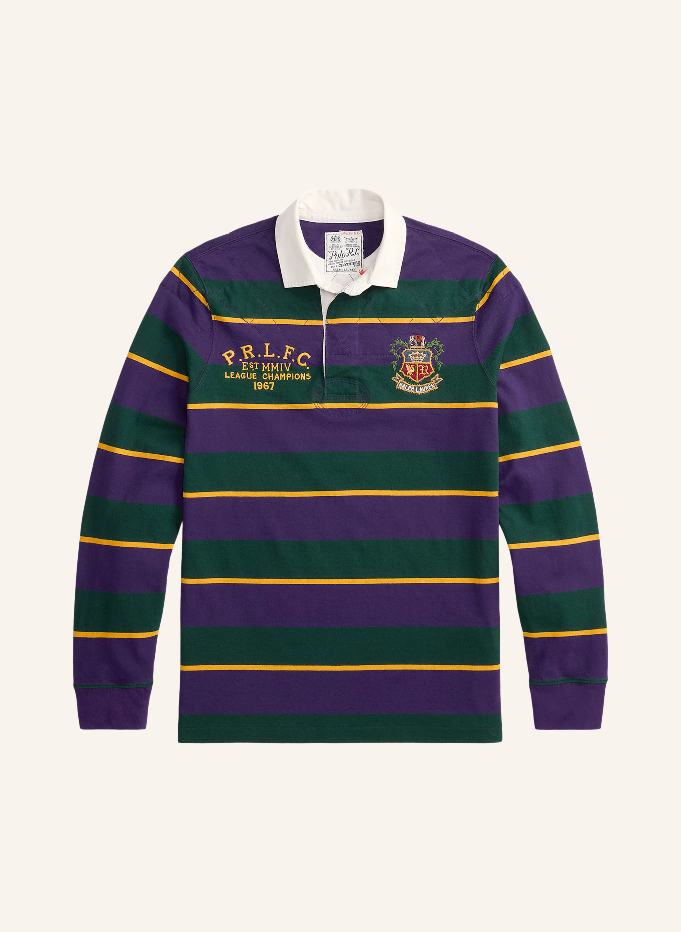 POLO RALPH LAUREN rugby shirt: DARK PURPLE / DARK YELLOW / DARK GREEN