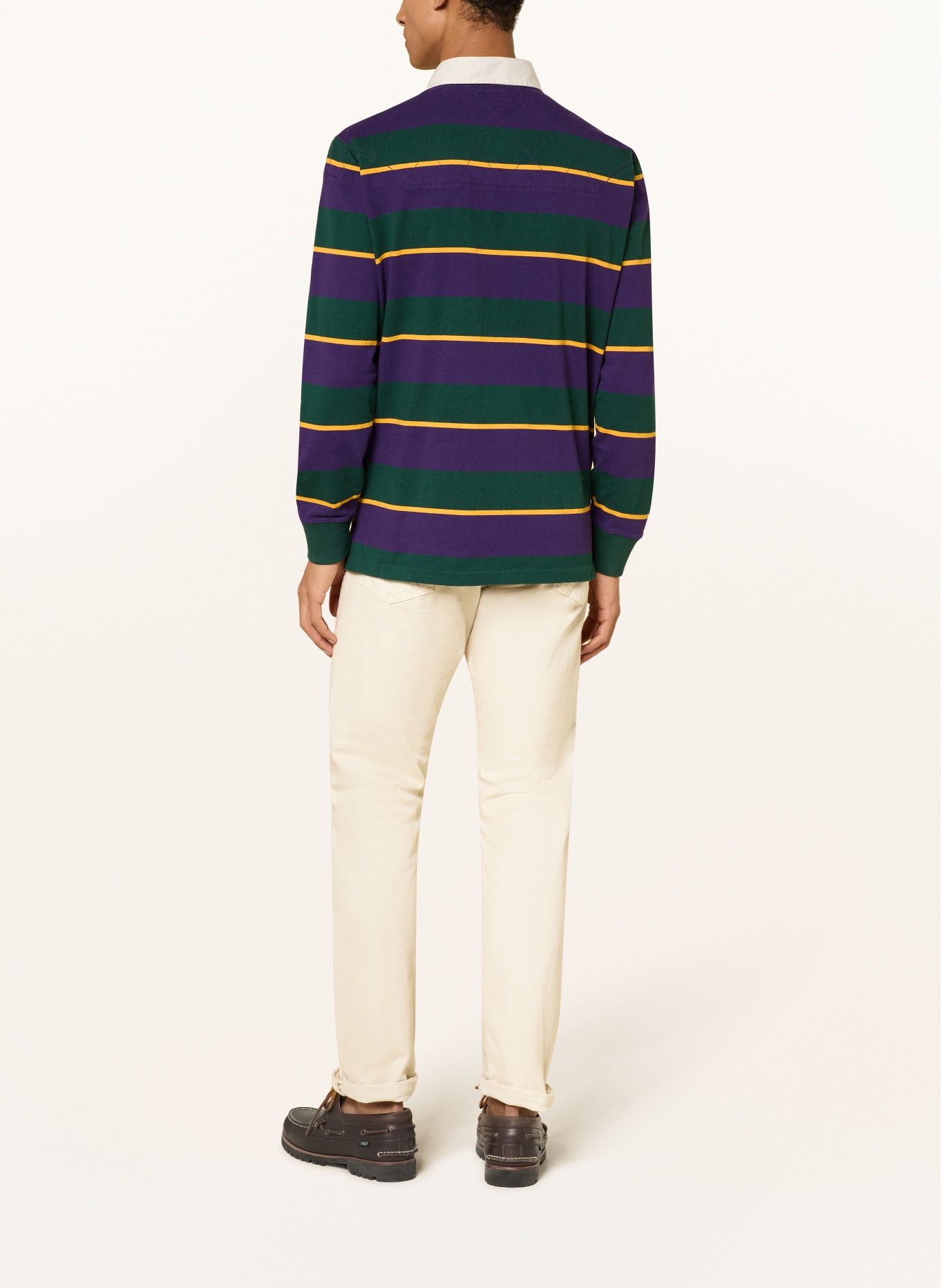 POLO RALPH LAUREN rugby shirt: DARK PURPLE / DARK YELLOW / DARK GREEN