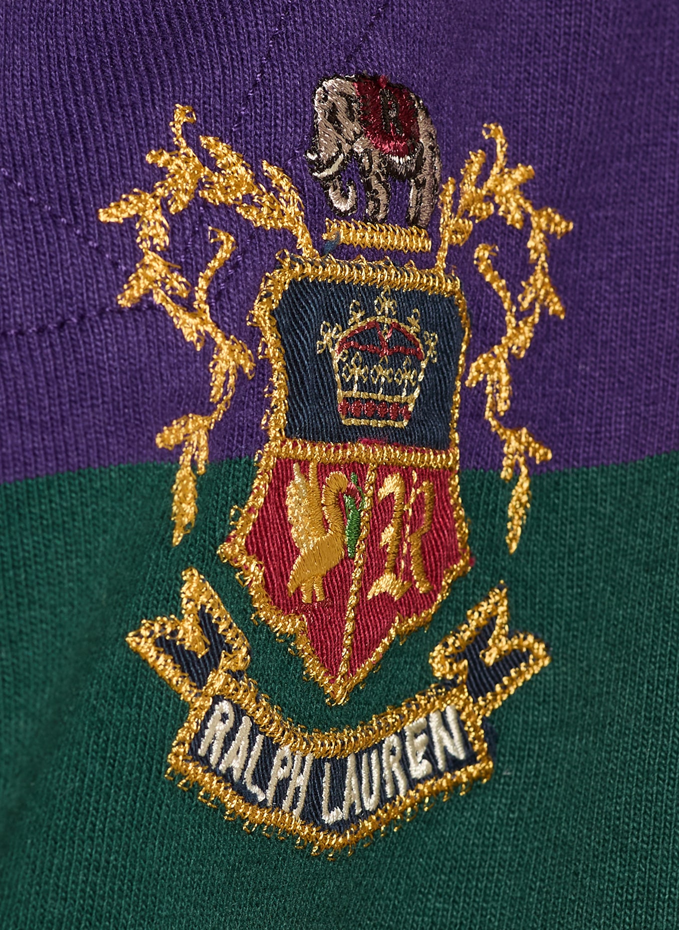 POLO RALPH LAUREN rugby shirt: DARK PURPLE / DARK YELLOW / DARK GREEN