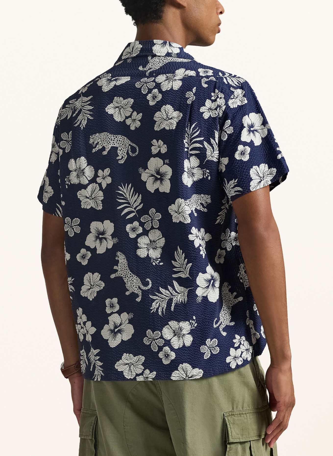 POLO RALPH LAUREN Overhemd met korte mouwen, klassieke pasvorm: DONKERBLAUW / LICHTBLAUW