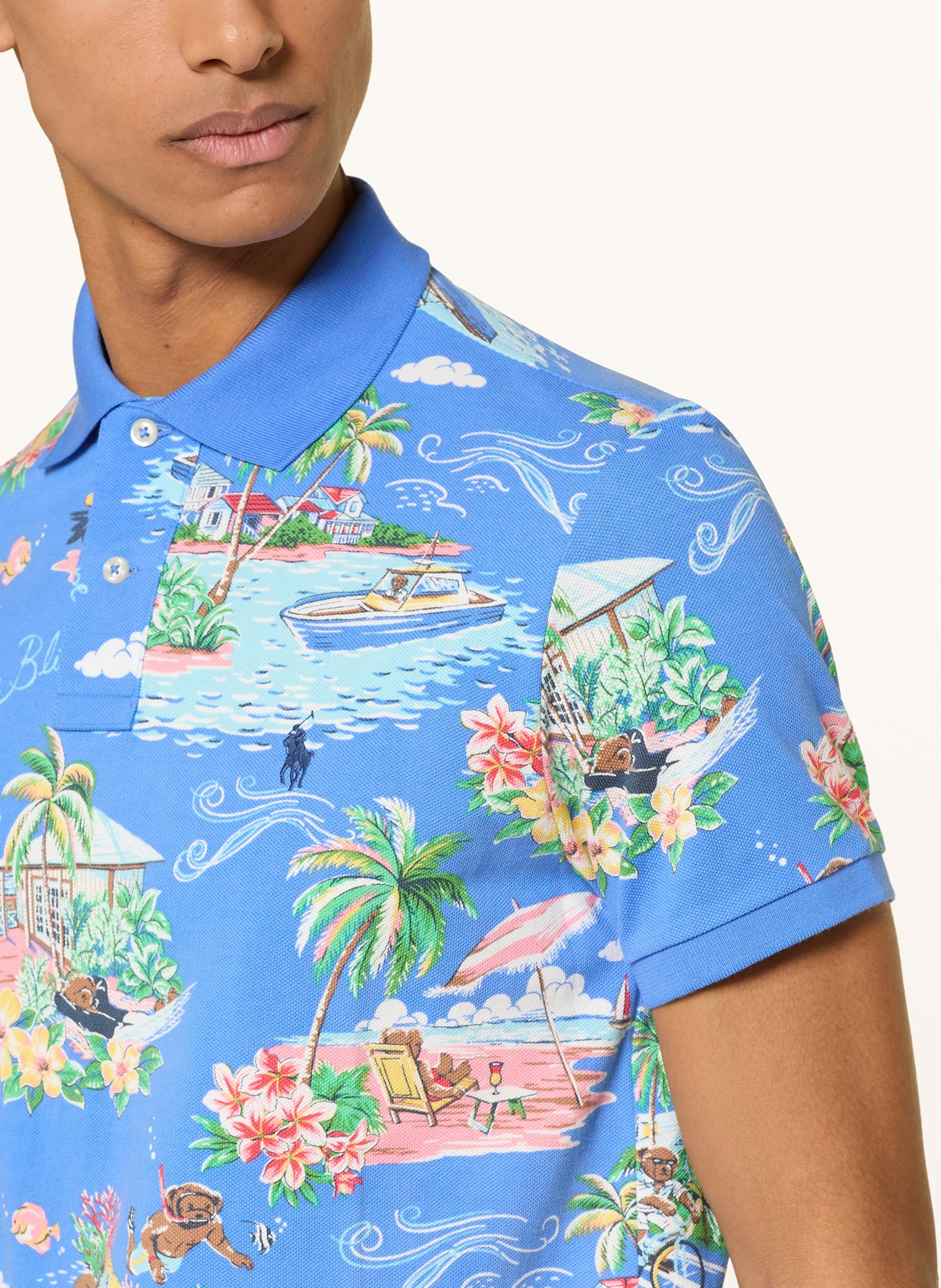 POLO RALPH LAUREN Polo piqué: BLEU / VERT / BLEU CLAIR