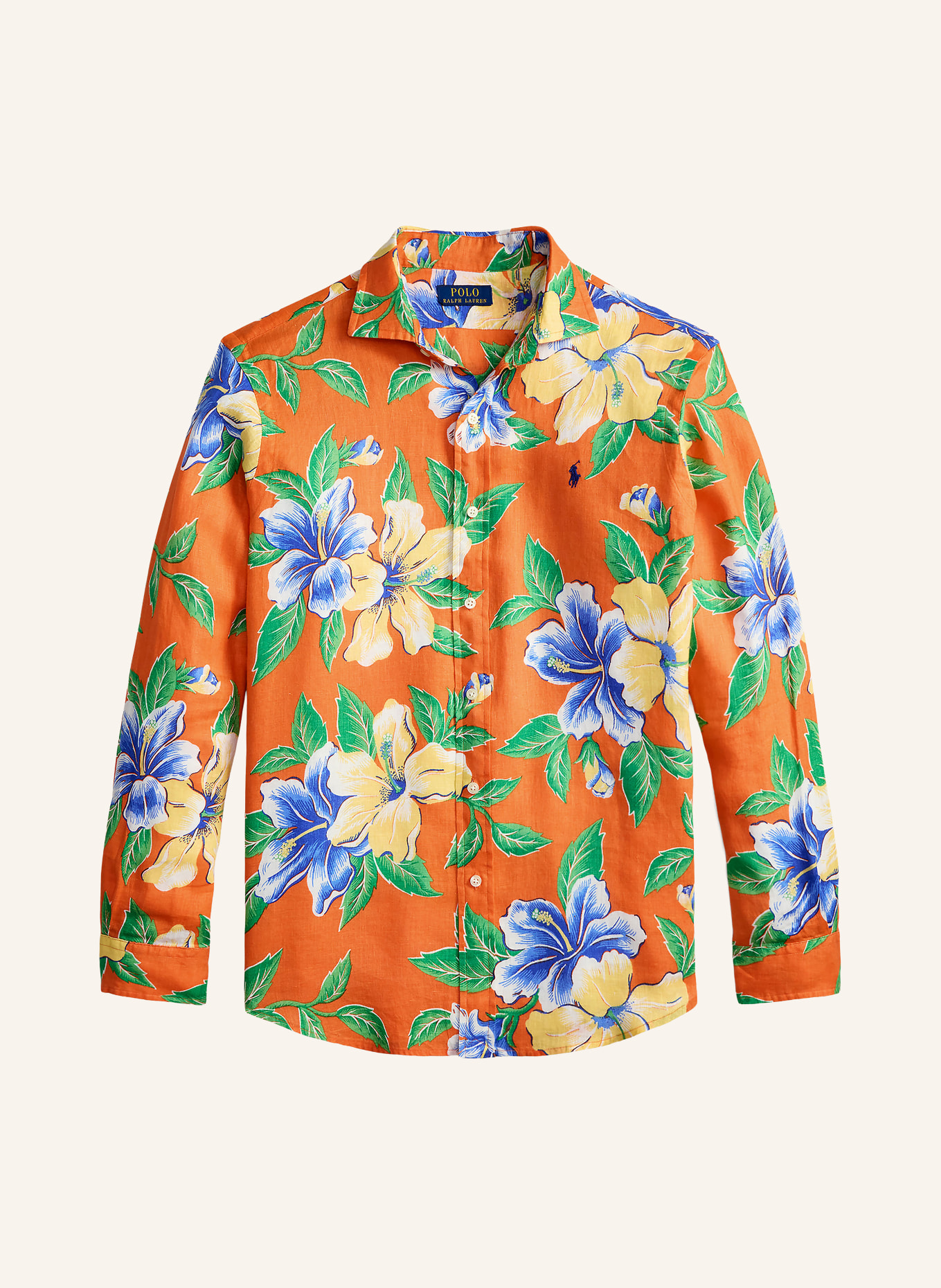 POLO RALPH LAUREN Koszula lniana Classic Fit: POMARAŃCZOWY / ZIELONY / NIEBIESKI