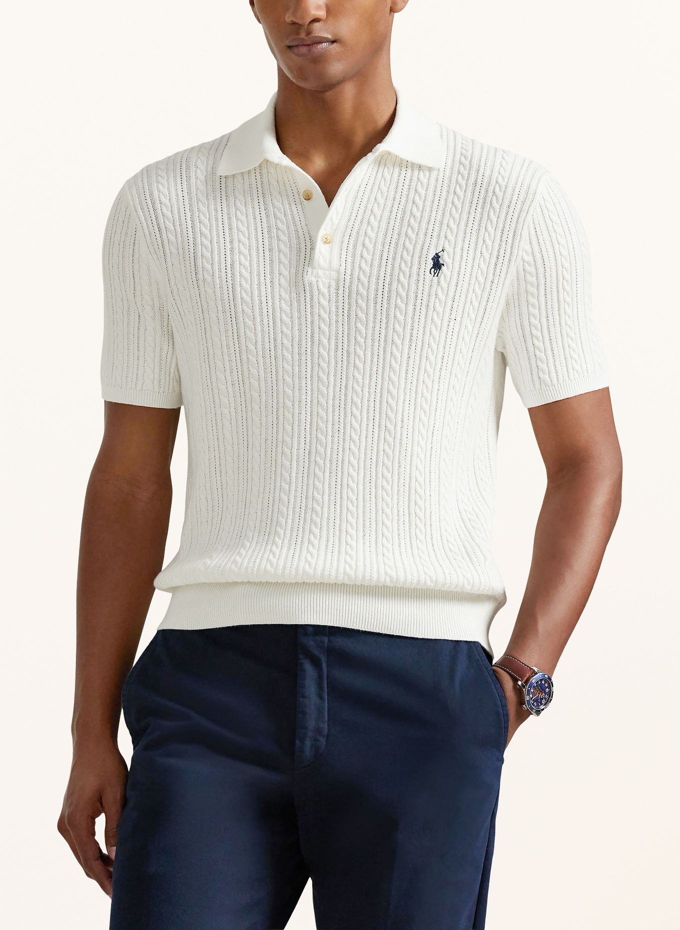 POLO RALPH LAUREN Gebreid poloshirt: CRÈME
