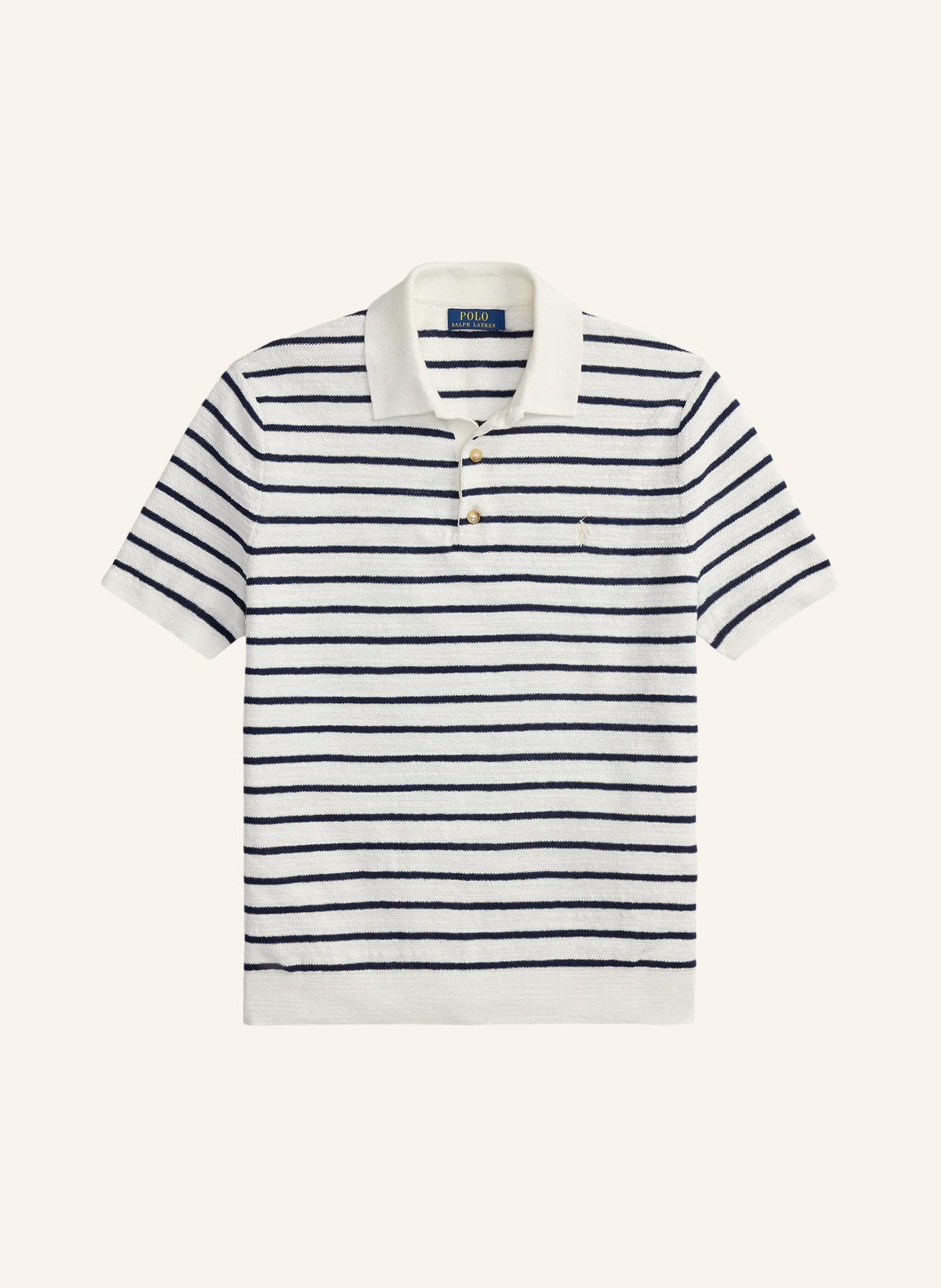 POLO RALPH LAUREN Gebreid poloshirt: WIT / DONKERBLAUW