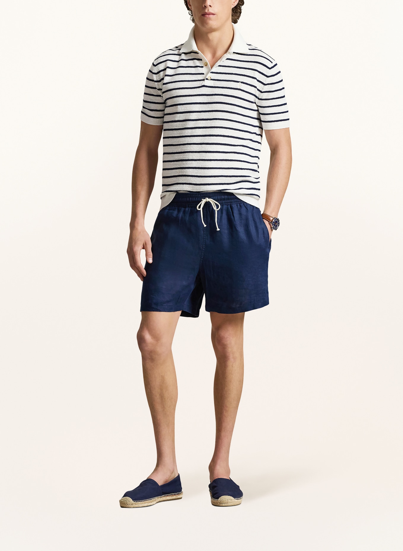 POLO RALPH LAUREN Gebreid poloshirt: WIT / DONKERBLAUW