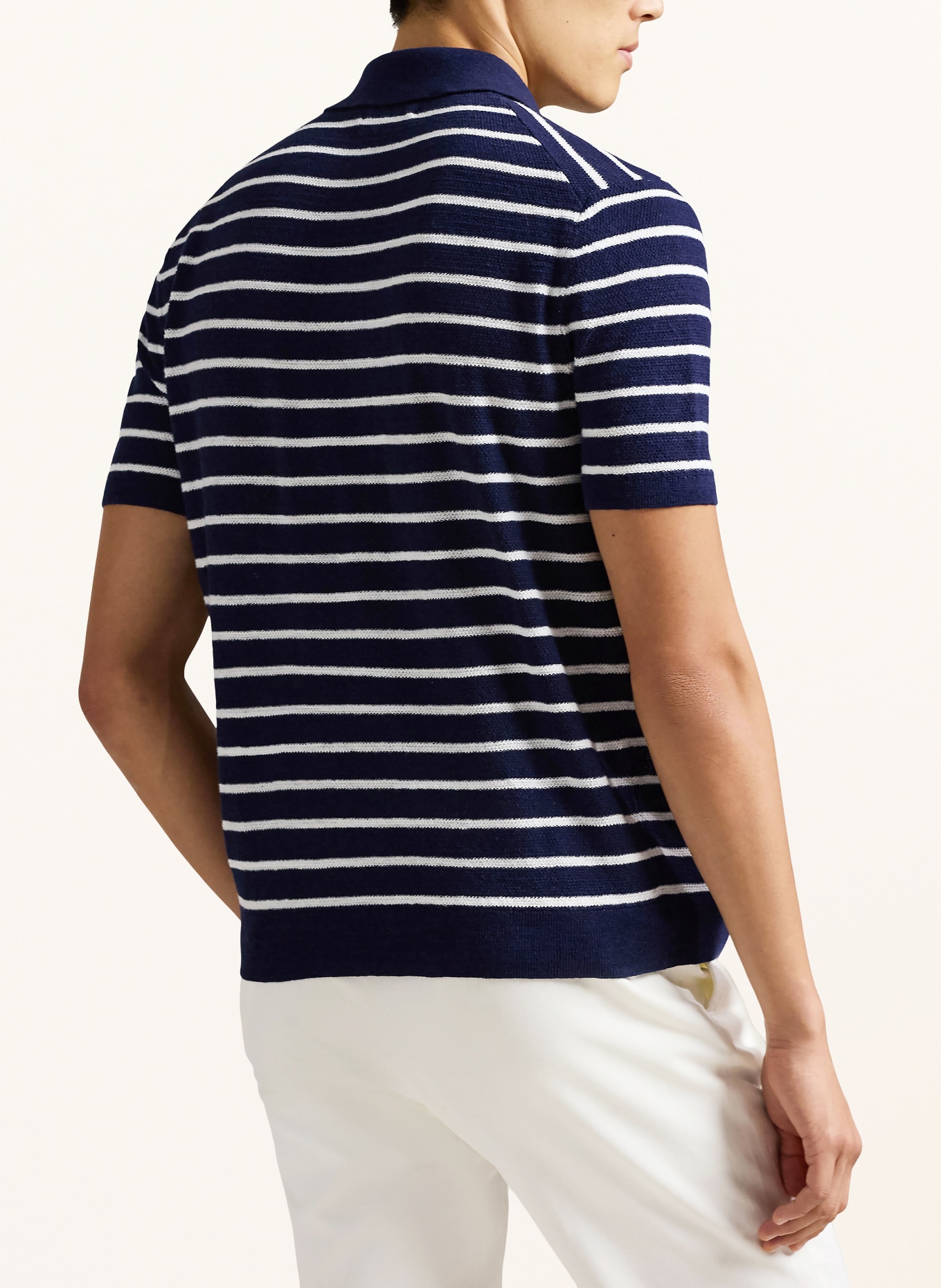 POLO RALPH LAUREN Gebreid poloshirt: DONKERBLAUW / WIT