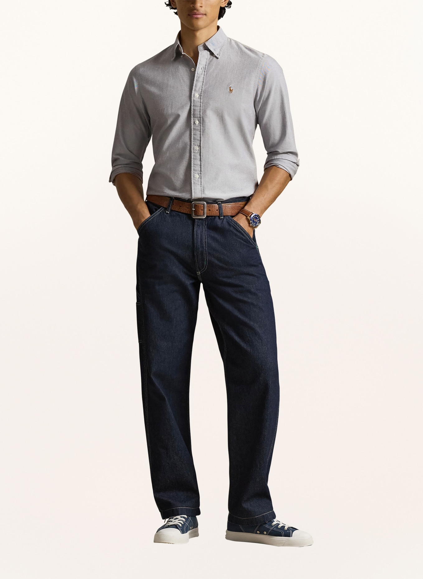 POLO RALPH LAUREN Oxfordhemd Custom Fit: BLAUGRAU