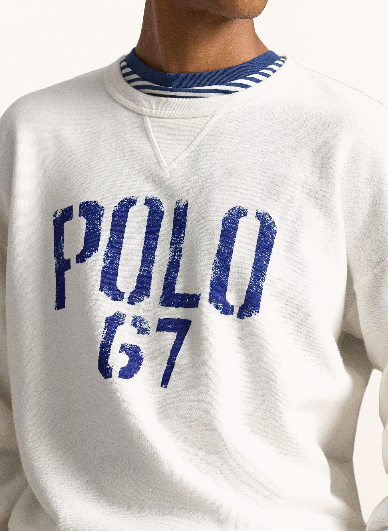 POLO RALPH LAUREN Sweatshirt: CREME / DUNKELBLAU
