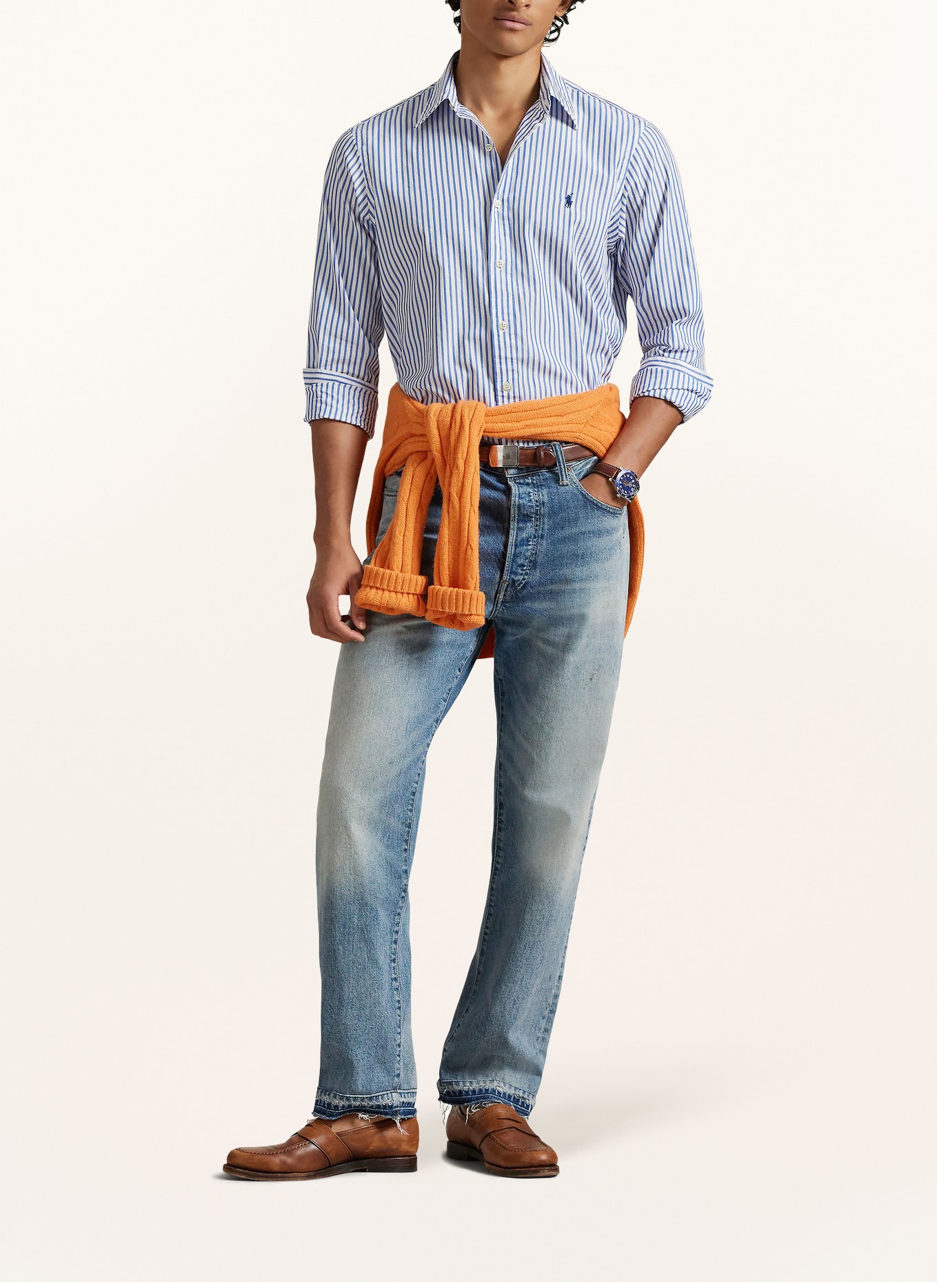 POLO RALPH LAUREN Koszula Custom Fit: GRANATOWY / BIAŁY