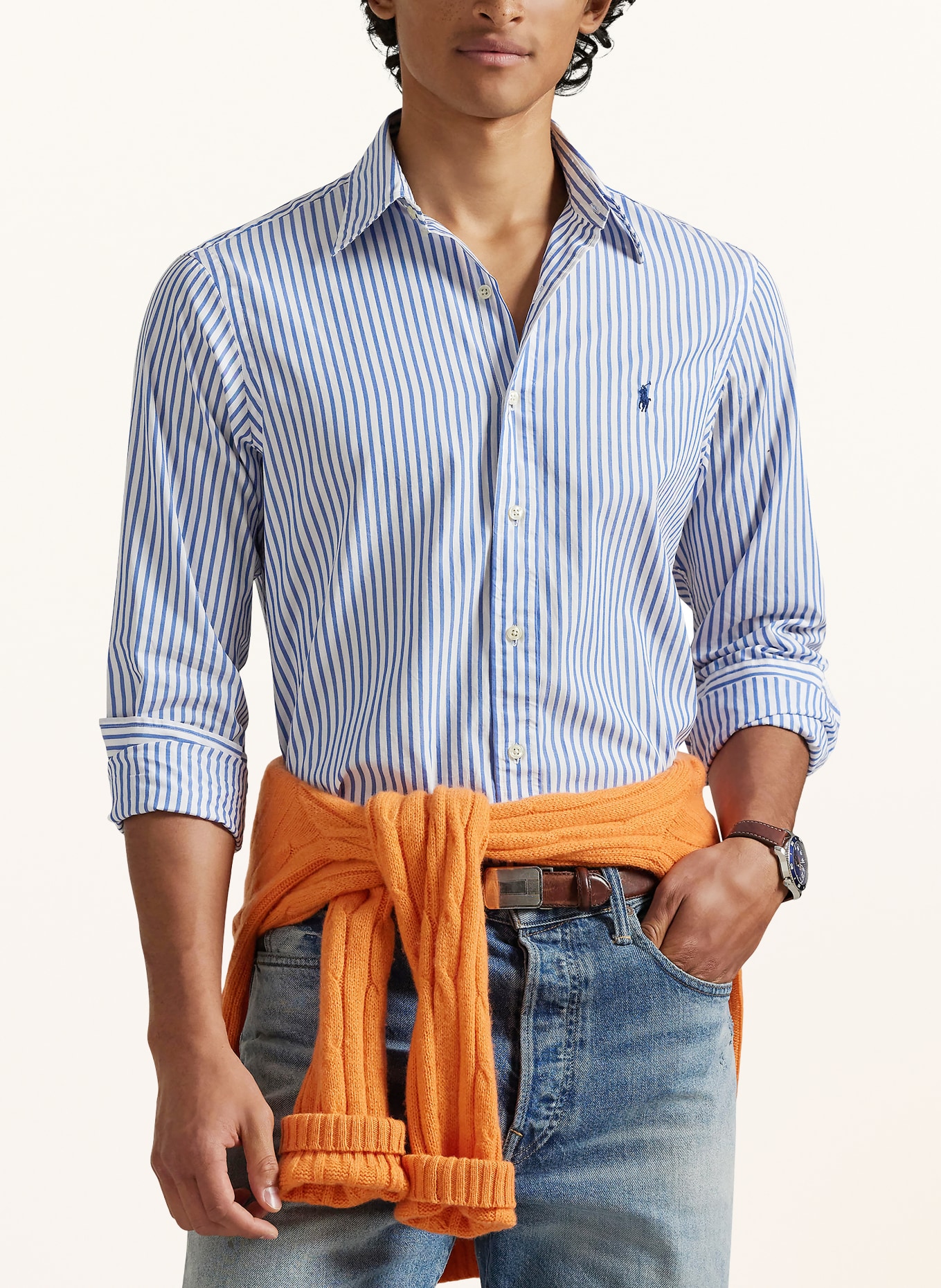 POLO RALPH LAUREN Koszula Custom Fit: GRANATOWY / BIAŁY