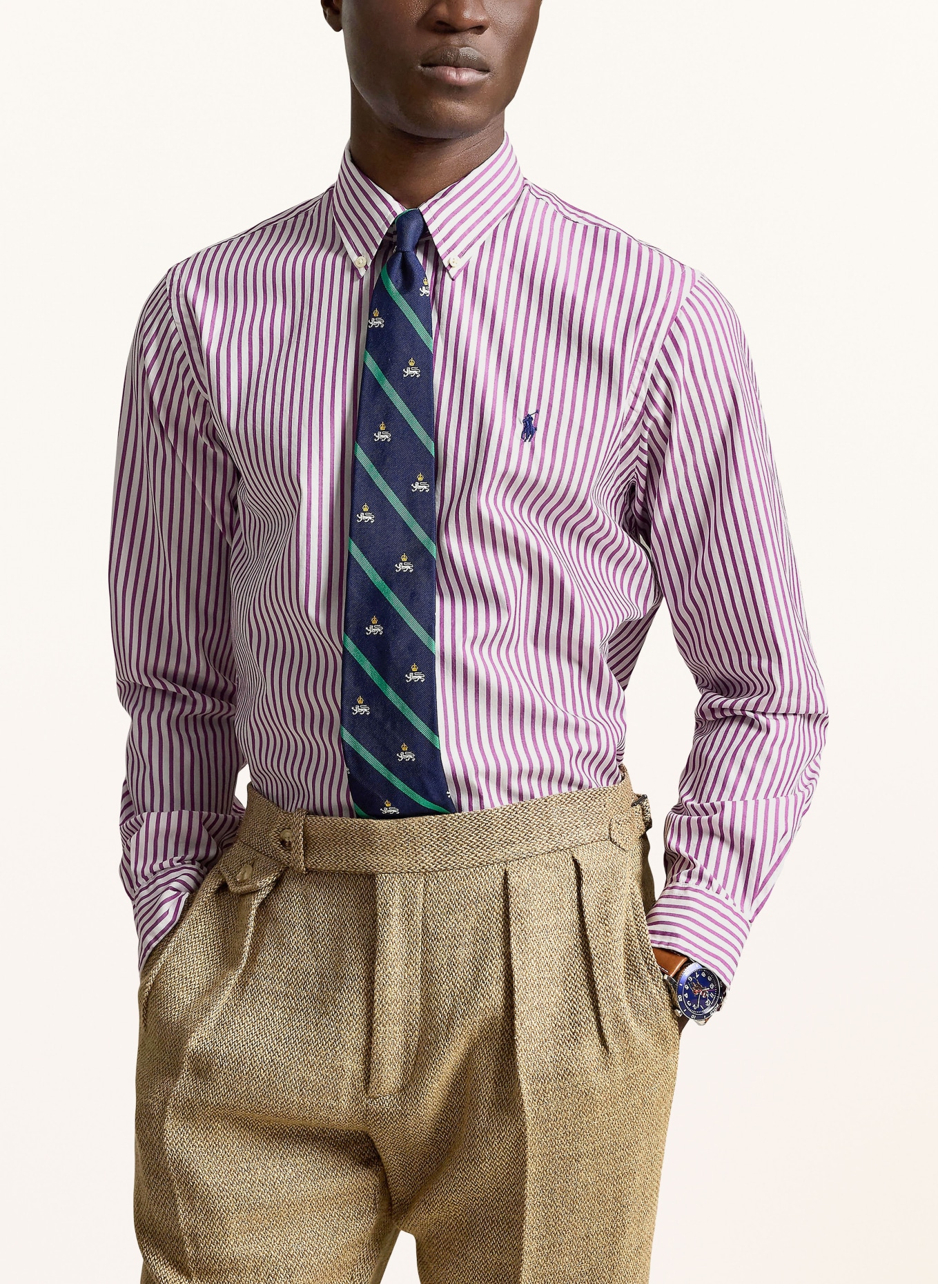 POLO RALPH LAUREN Hemd Custom Fit: LILA / WEISS