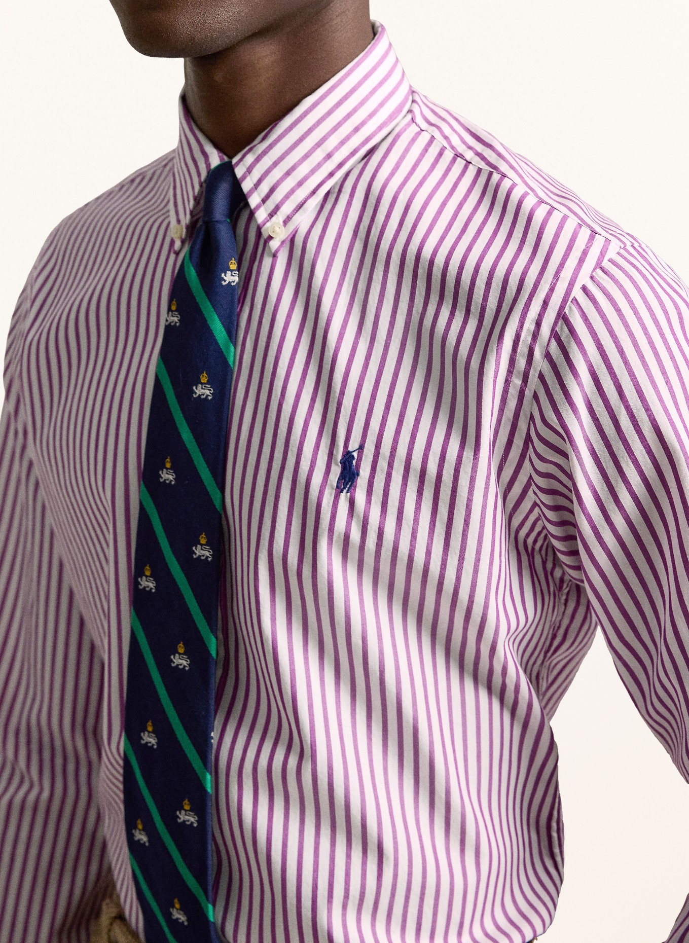 POLO RALPH LAUREN Hemd Custom Fit: LILA / WEISS