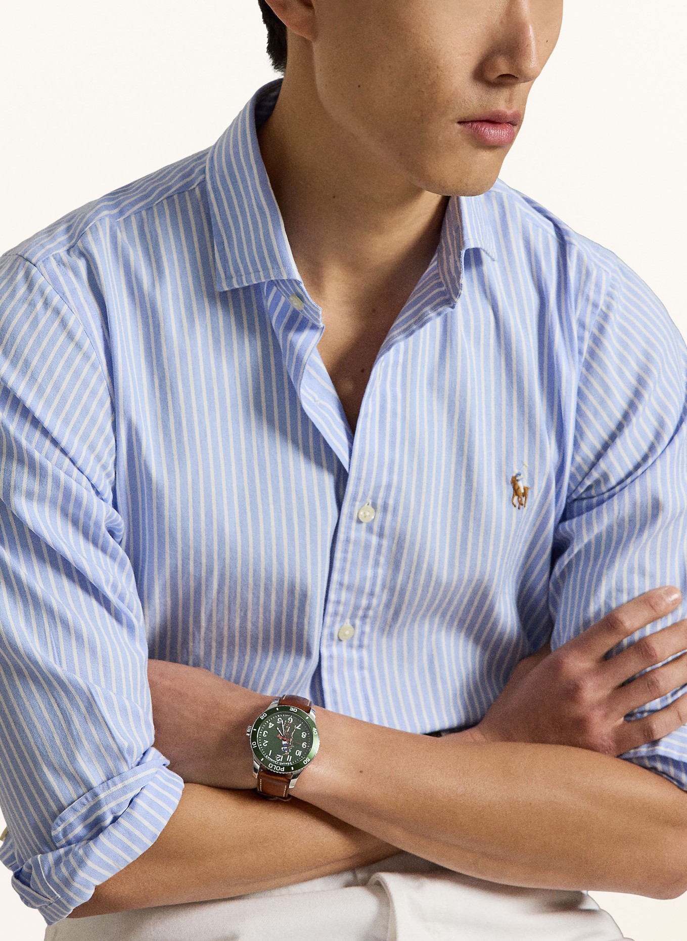 POLO RALPH LAUREN Chemise Oxford Custom Fit: BLEU CLAIR / BLANC