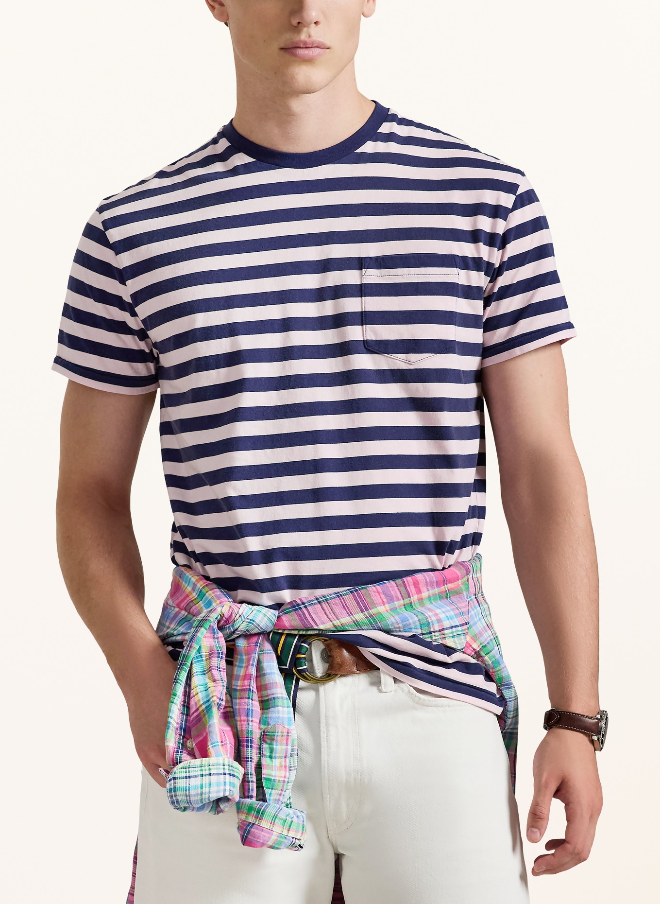 POLO RALPH LAUREN koszulka: BLADORÓŻOWY / GRANATOWY