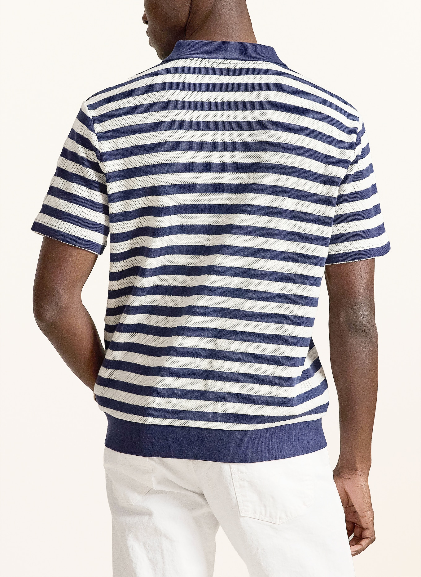 POLO RALPH LAUREN Gebreid poloshirt: DONKERBLAUW / WIT