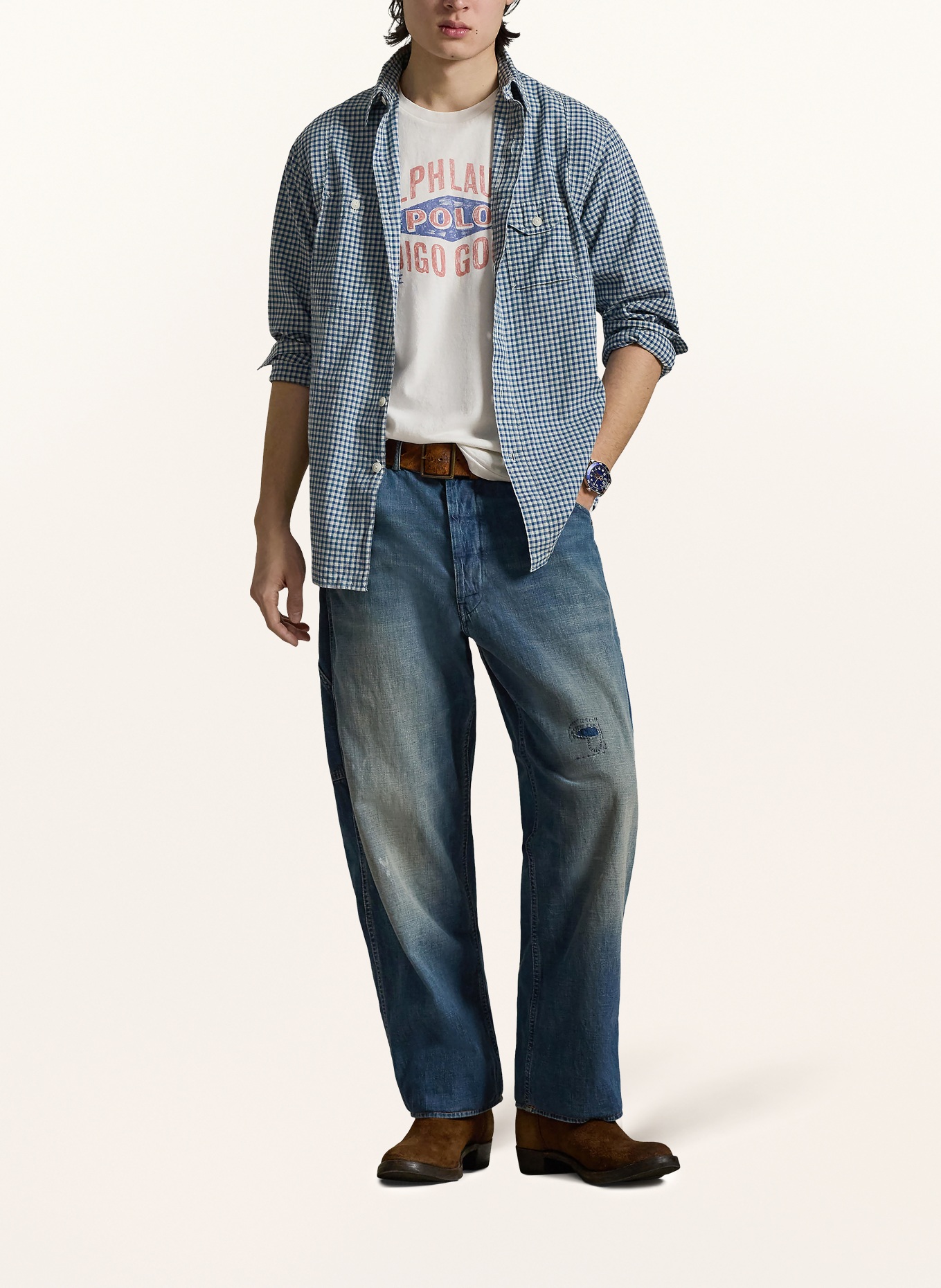 POLO RALPH LAUREN Overhemd met klassieke pasvorm: BLAUW / WIT