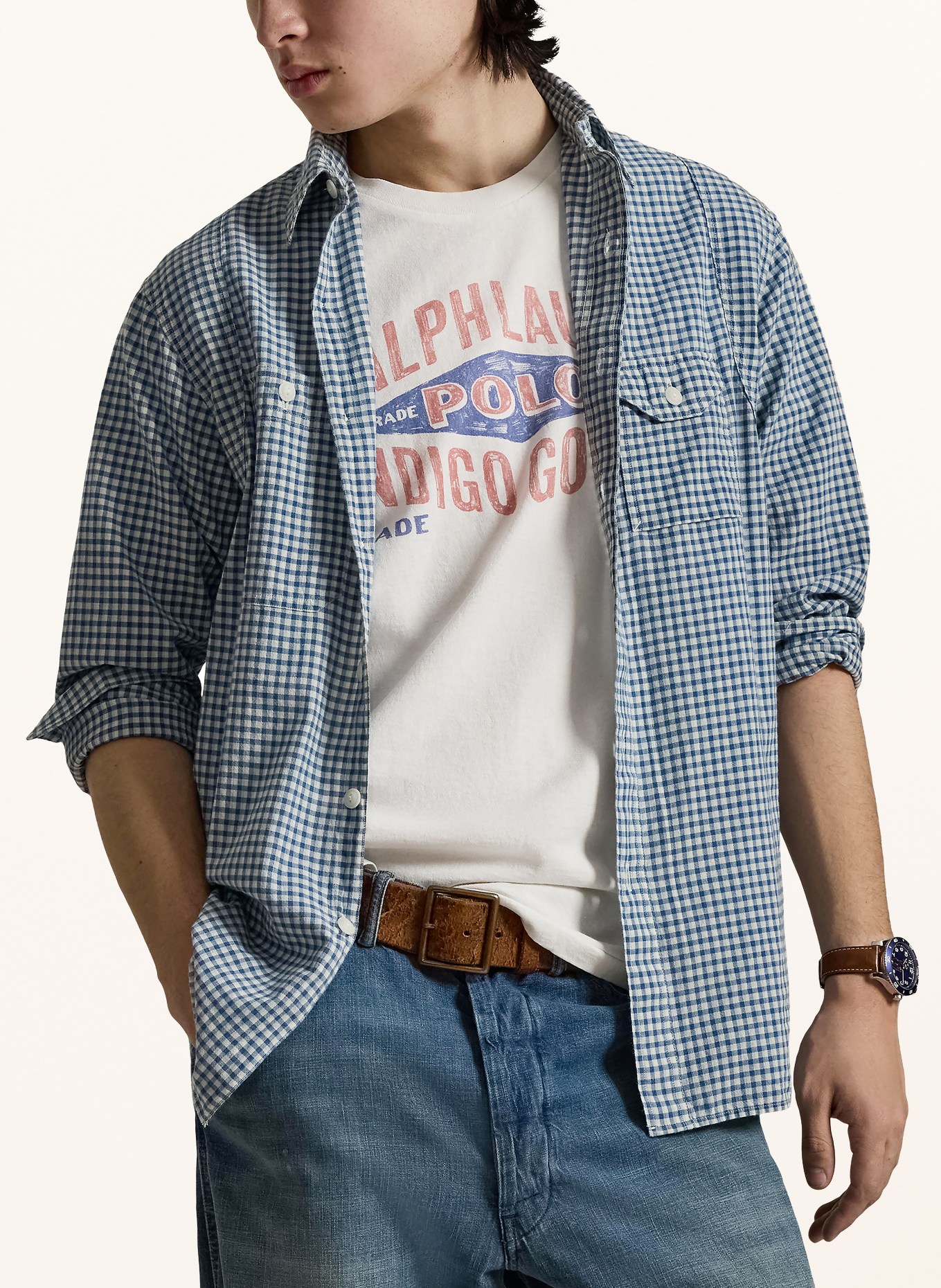 POLO RALPH LAUREN Overhemd met klassieke pasvorm: BLAUW / WIT