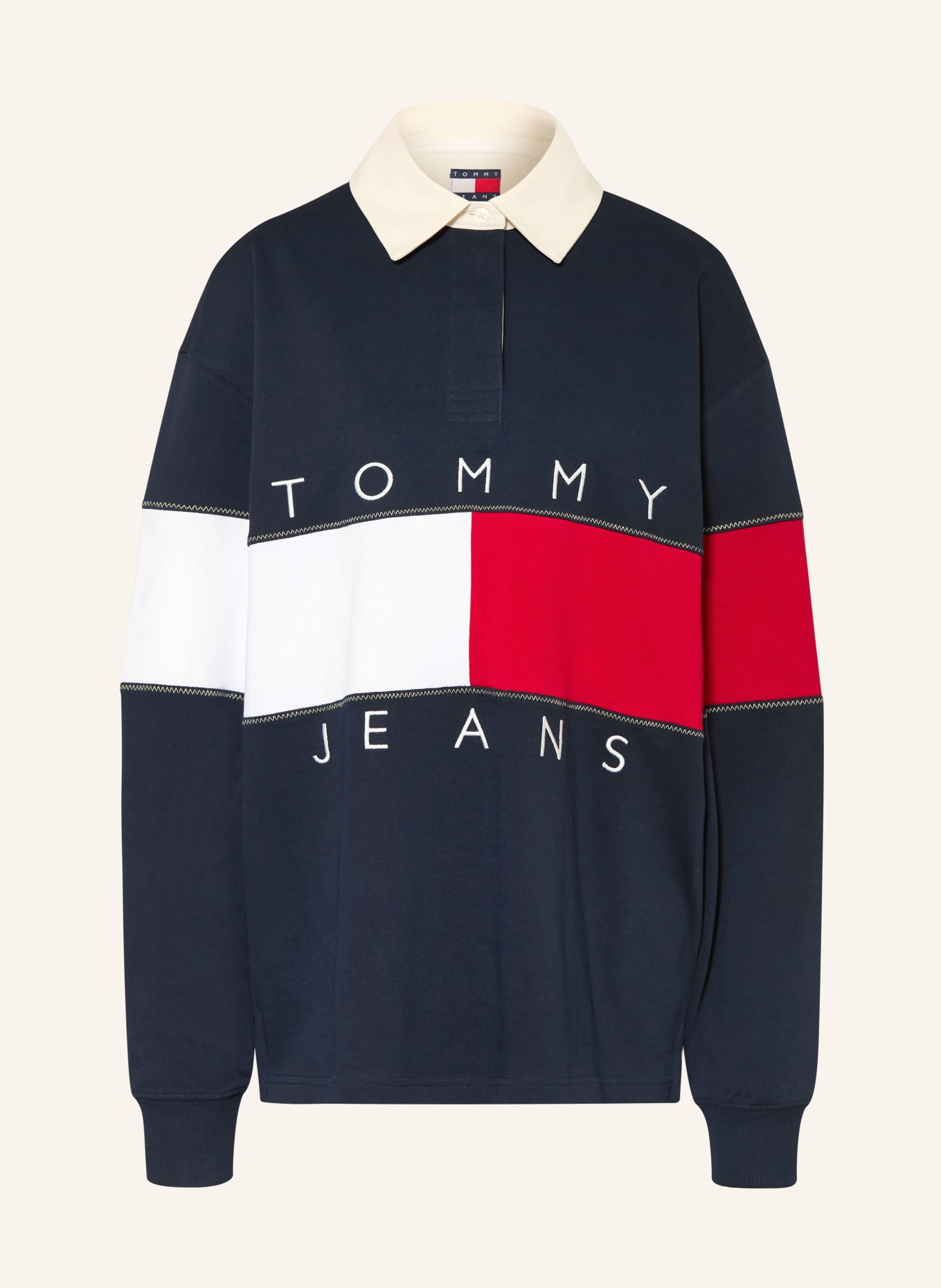 TOMMY JEANS maillot de rugby: BLEU FONCÉ / ROUGE / BLANC