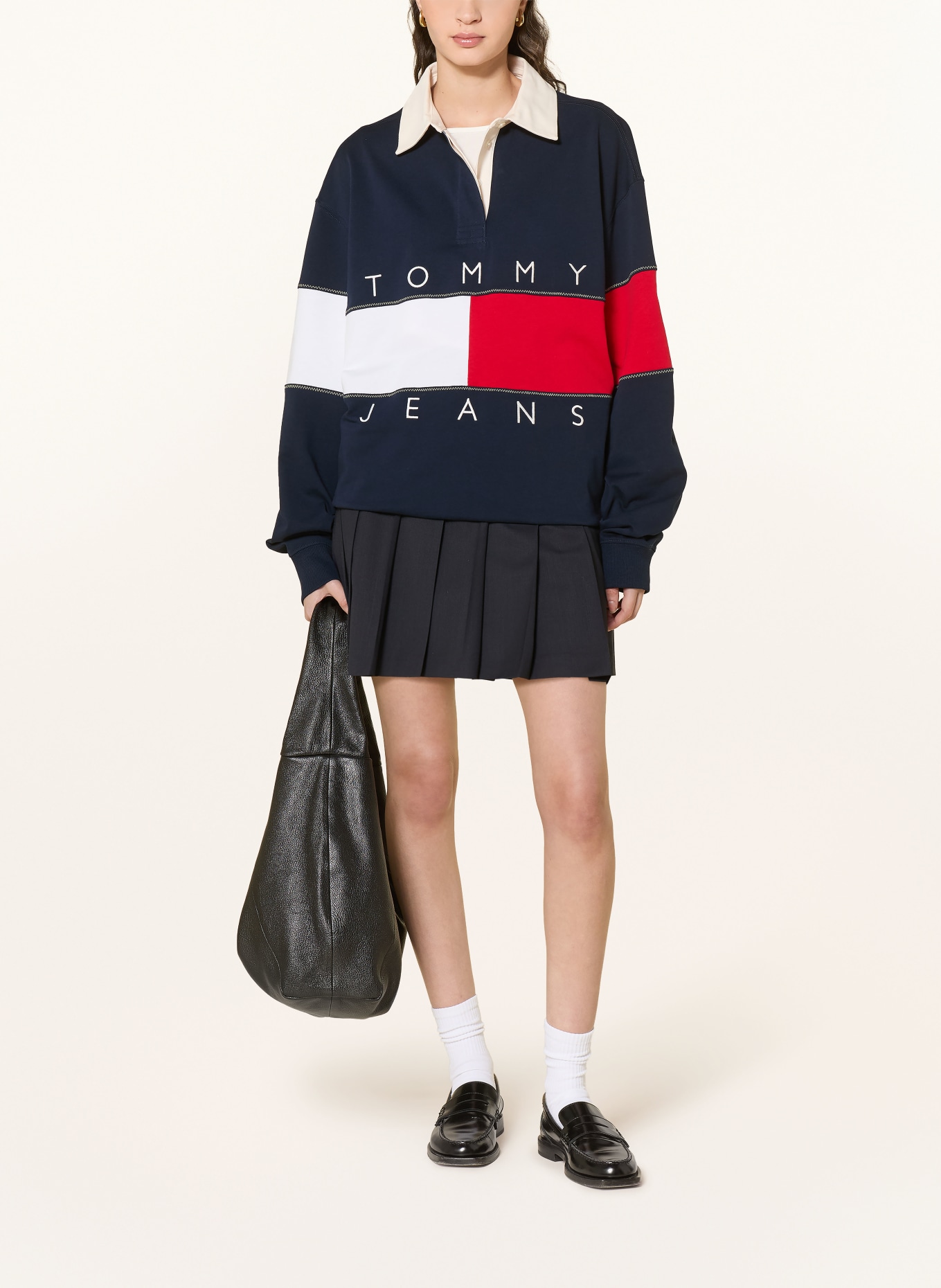 TOMMY JEANS maillot de rugby: BLEU FONCÉ / ROUGE / BLANC