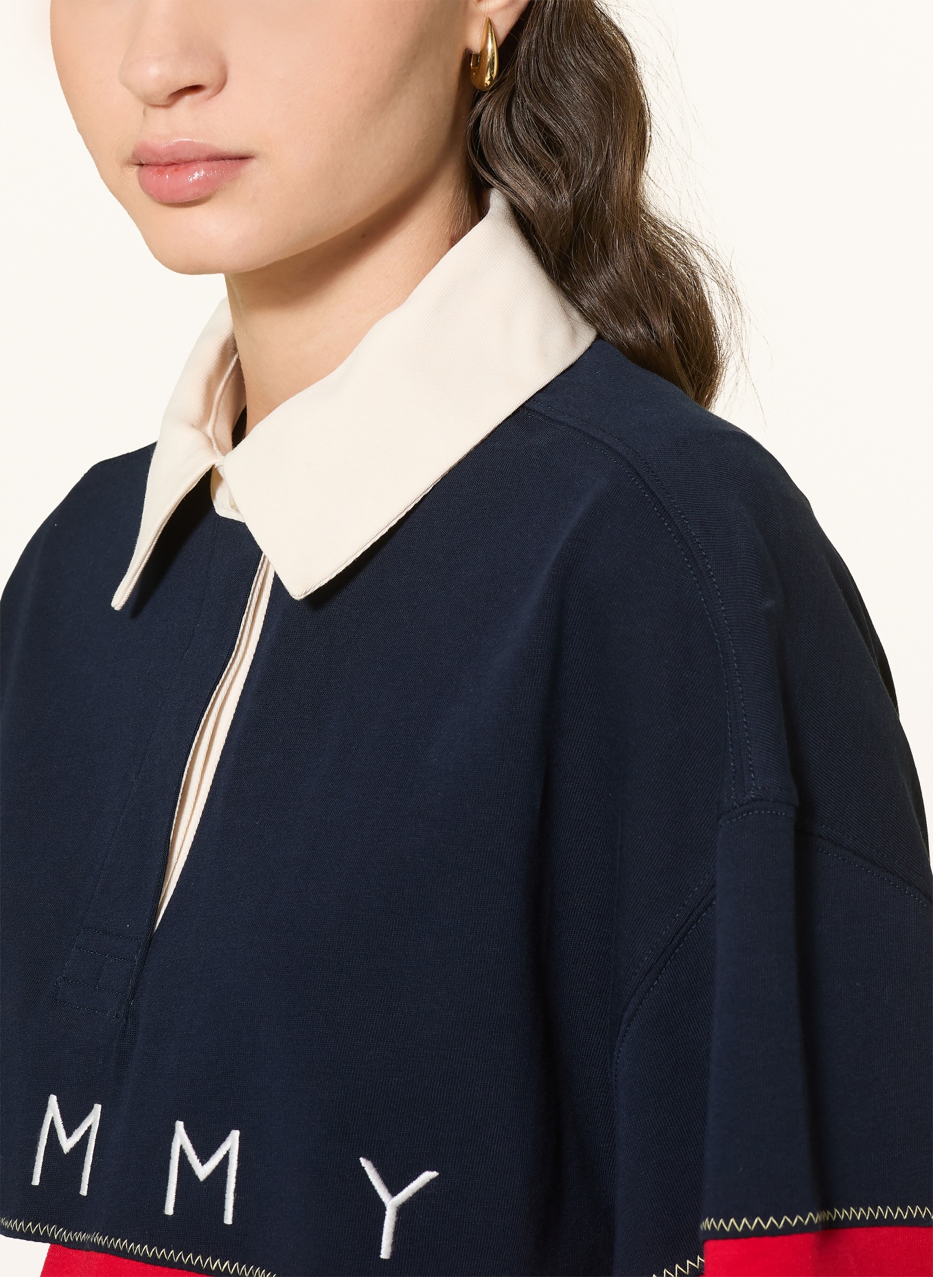 TOMMY JEANS maillot de rugby: BLEU FONCÉ / ROUGE / BLANC