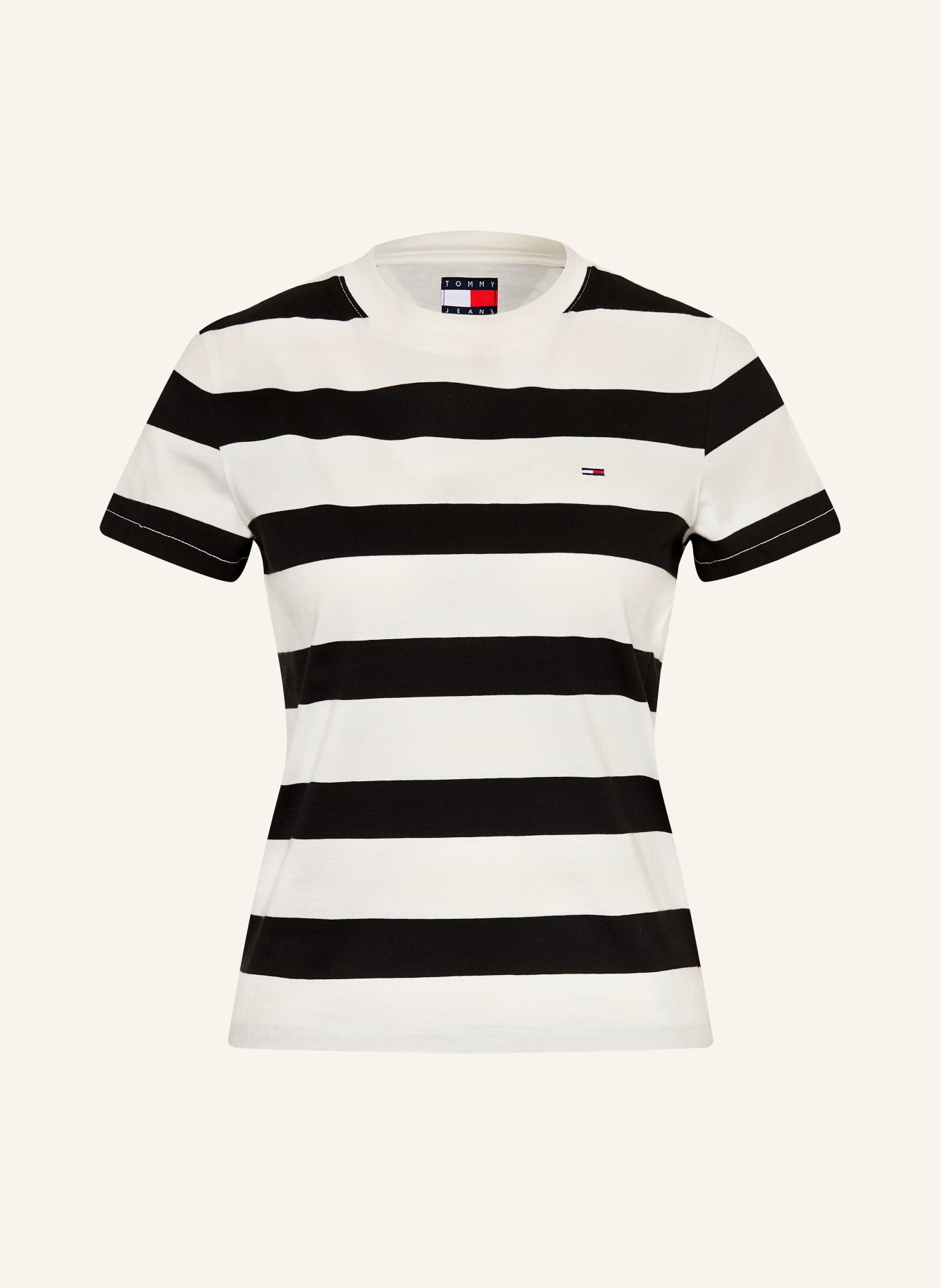 TOMMY JEANS koszulka: CZARNY / BIAŁY