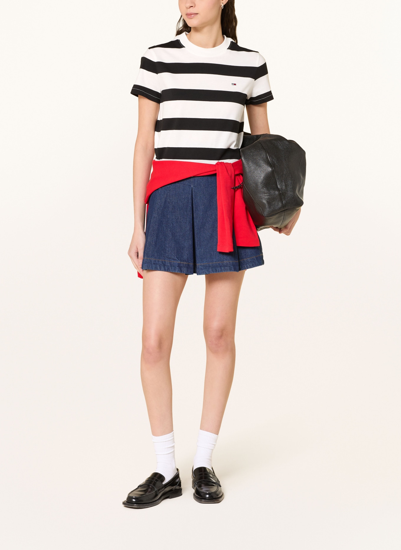 TOMMY JEANS koszulka: CZARNY / BIAŁY