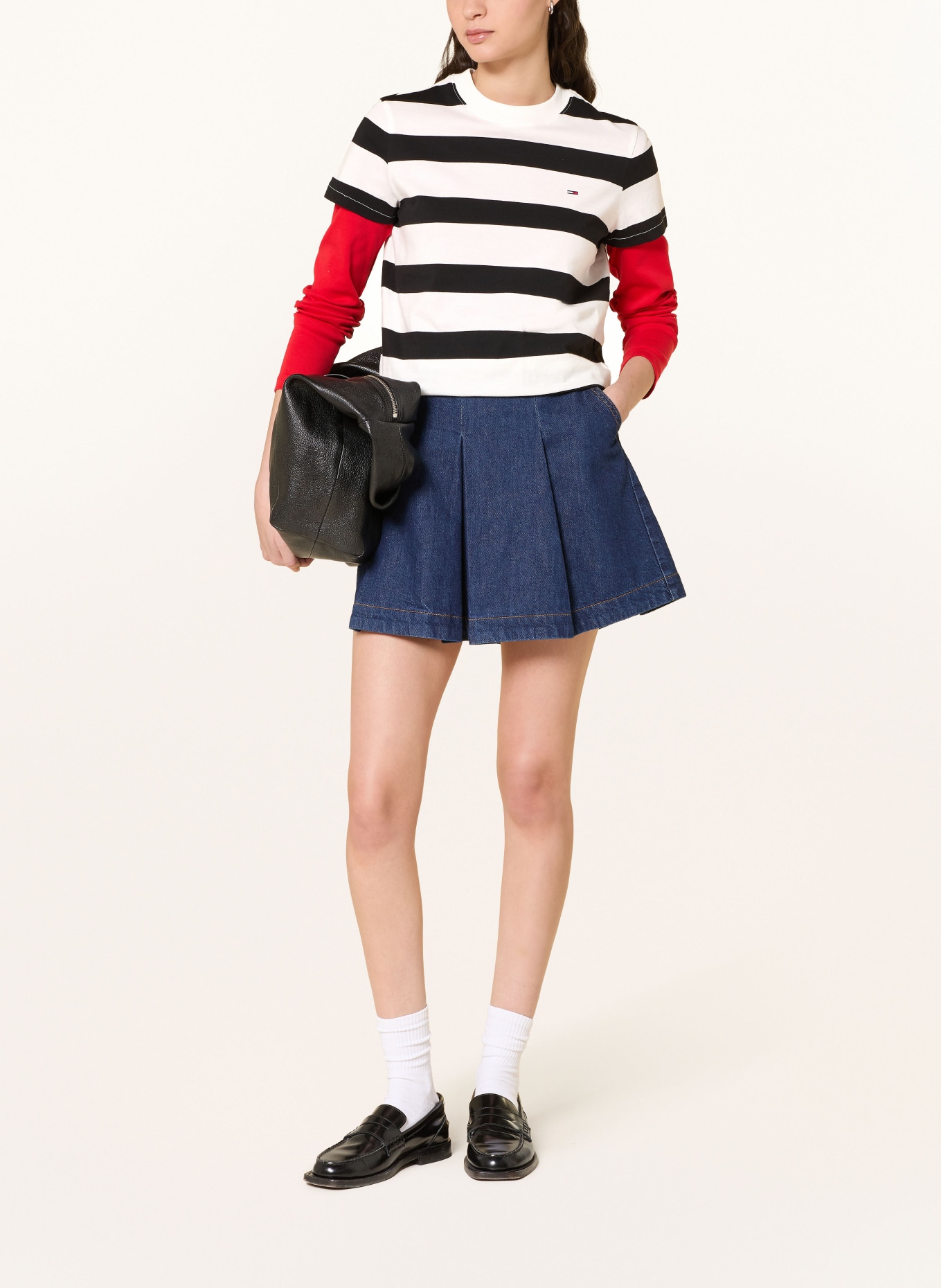 TOMMY JEANS koszulka: CZARNY / BIAŁY