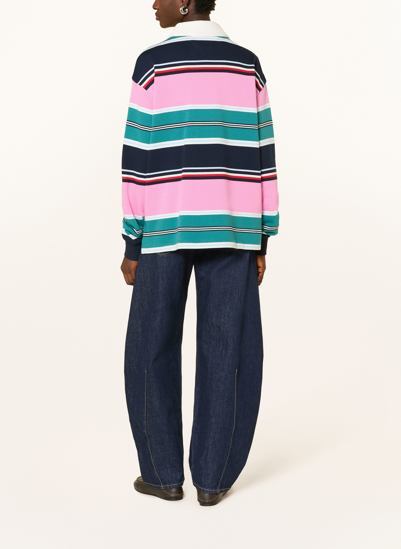 TOMMY JEANS maillot de rugby: ROSE / VERT / BLEU FONCÉ