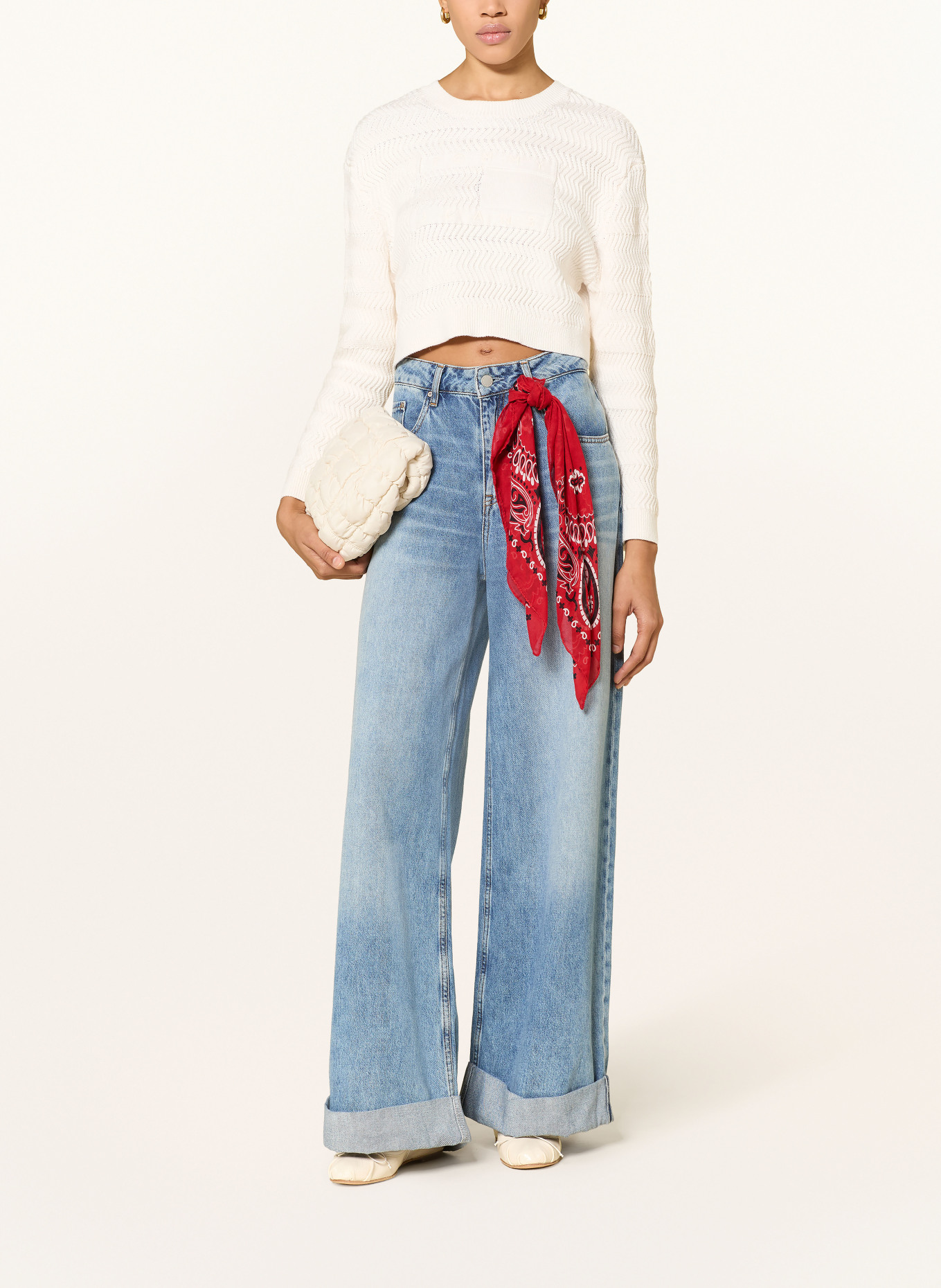 TOMMY JEANS Cropped-Pullover: WEISS