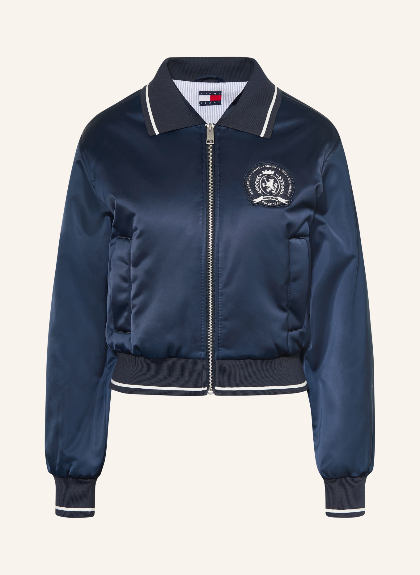 TOMMY JEANS College-Jacke aus Satin: DUNKELBLAU