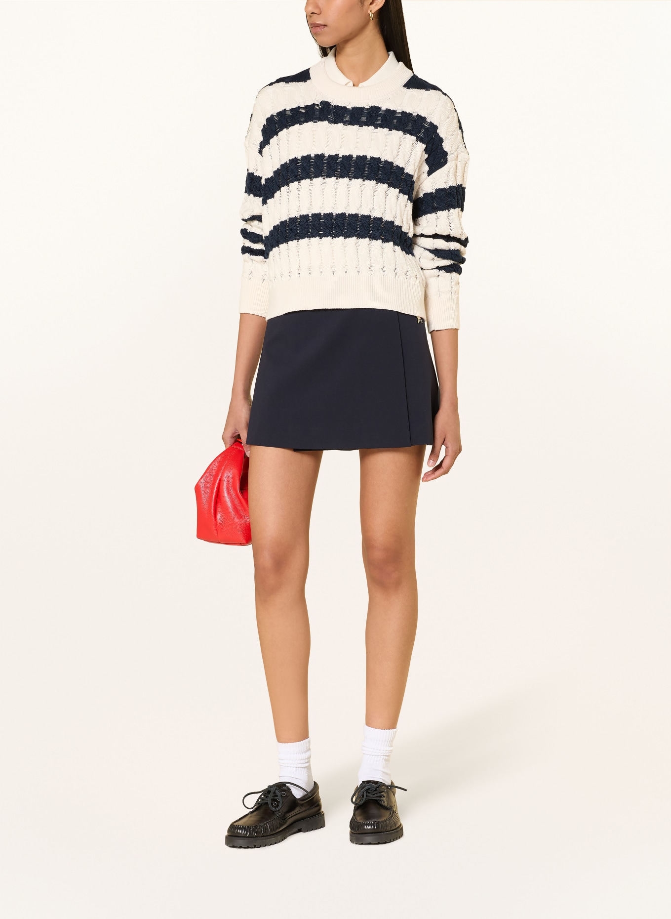 TOMMY JEANS Pullover: DUNKELBLAU / CREME