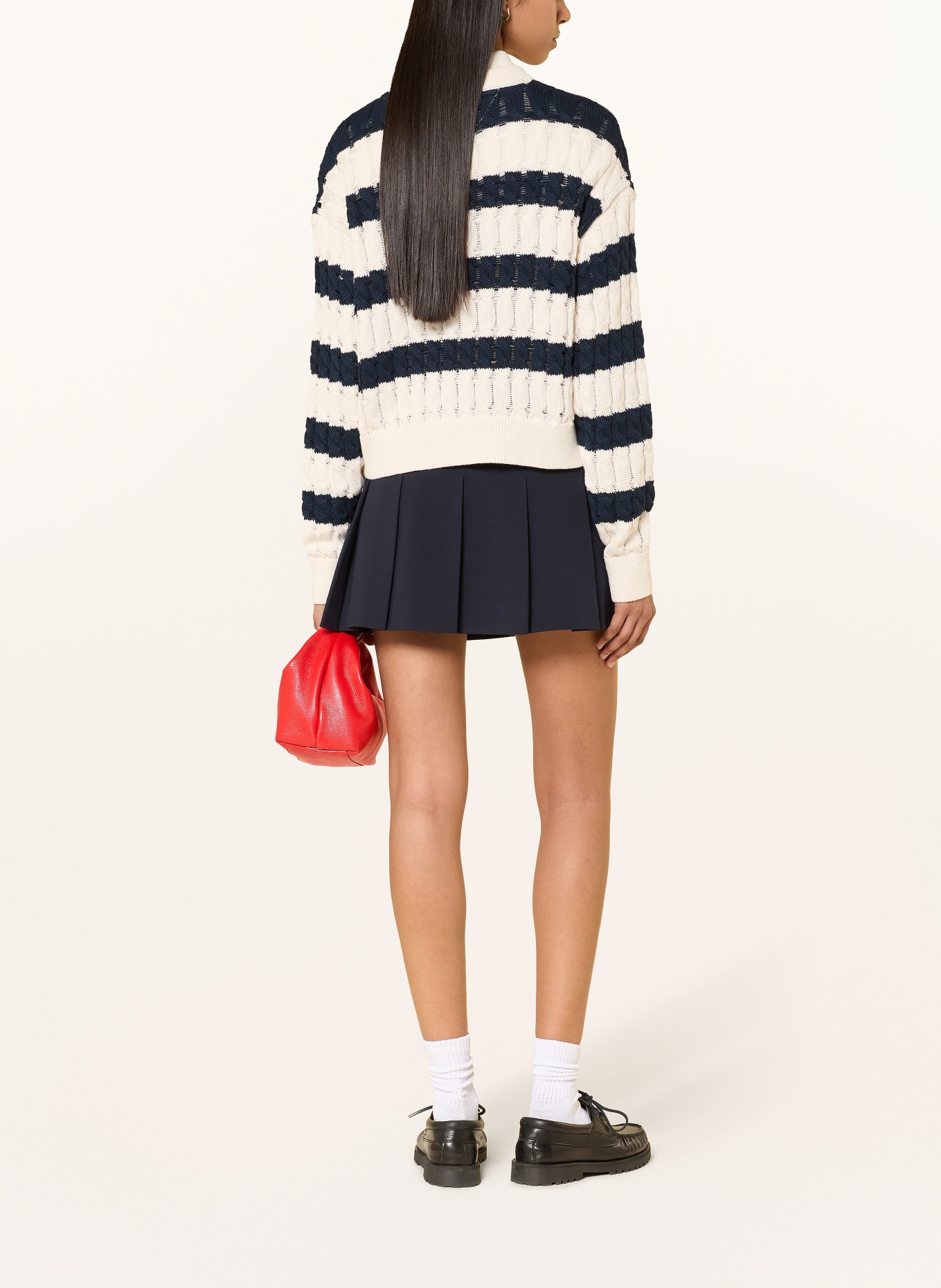 TOMMY JEANS Pullover: DUNKELBLAU / CREME