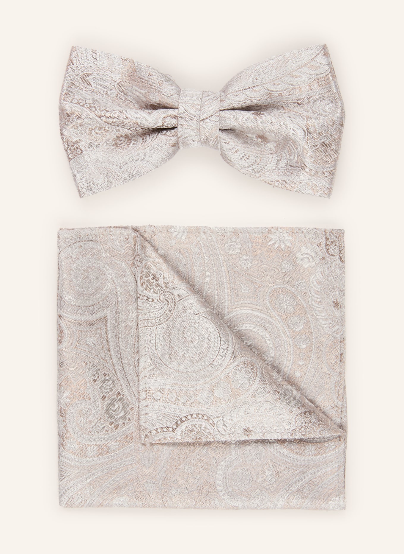 Sterlington Set: Fliege und Einstecktuch: BEIGE / CREME