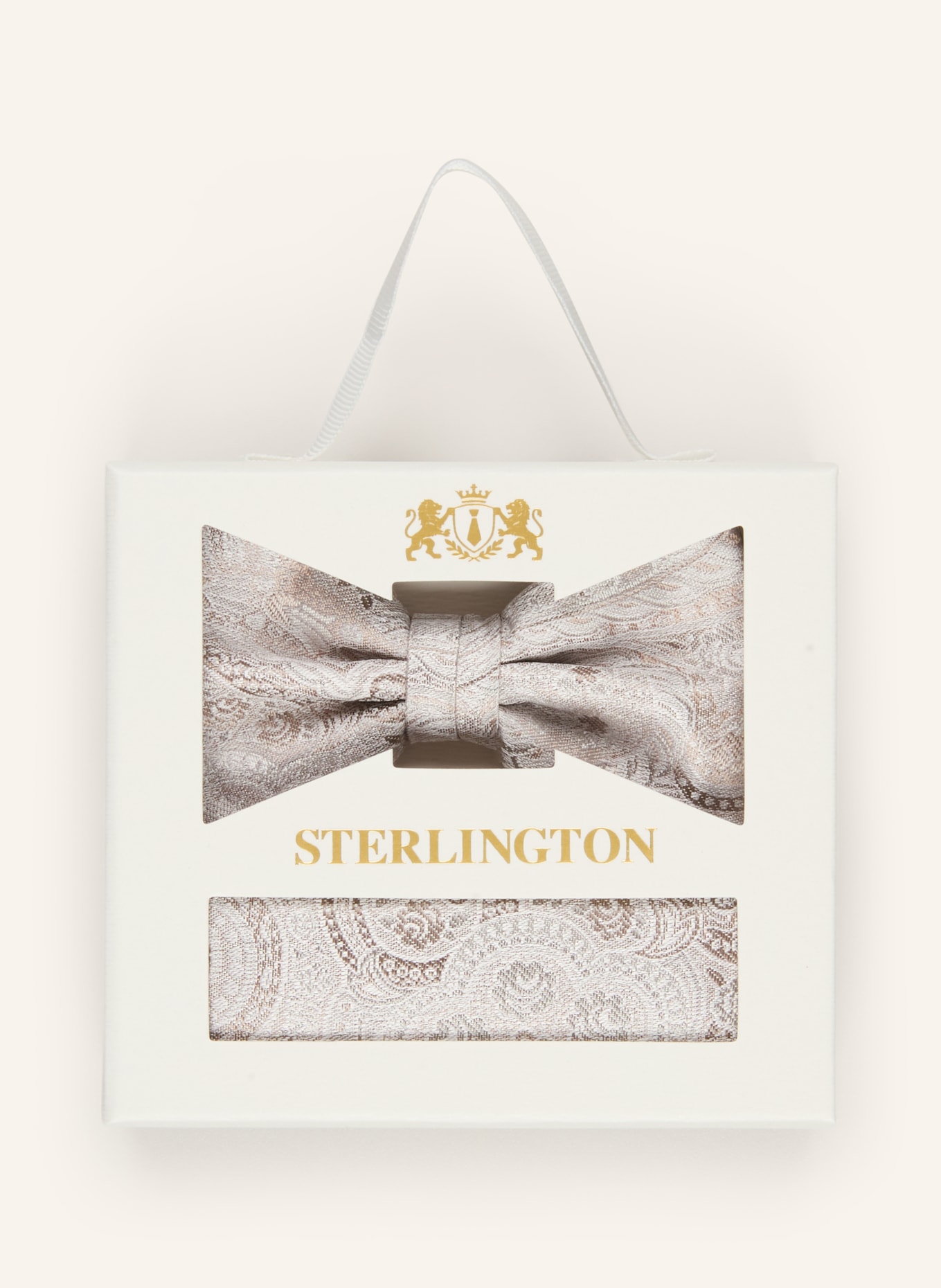 Sterlington Set: Fliege und Einstecktuch: BEIGE / CREME
