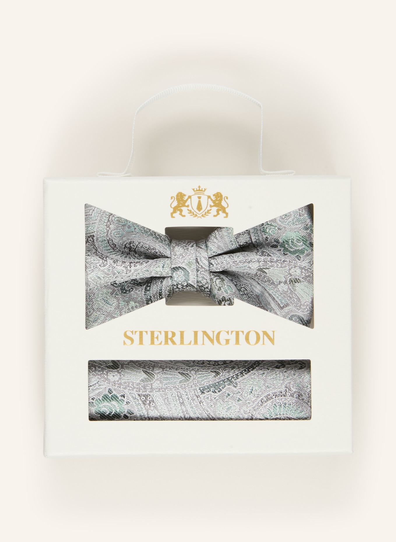 Sterlington Set: Fliege und Einstecktuch: GRÜN / GRAU