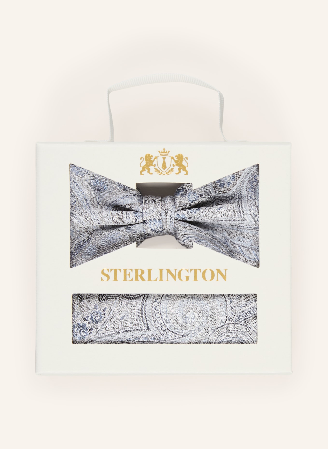 Sterlington Set: Fliege und Einstecktuch: BLAU / GRAU