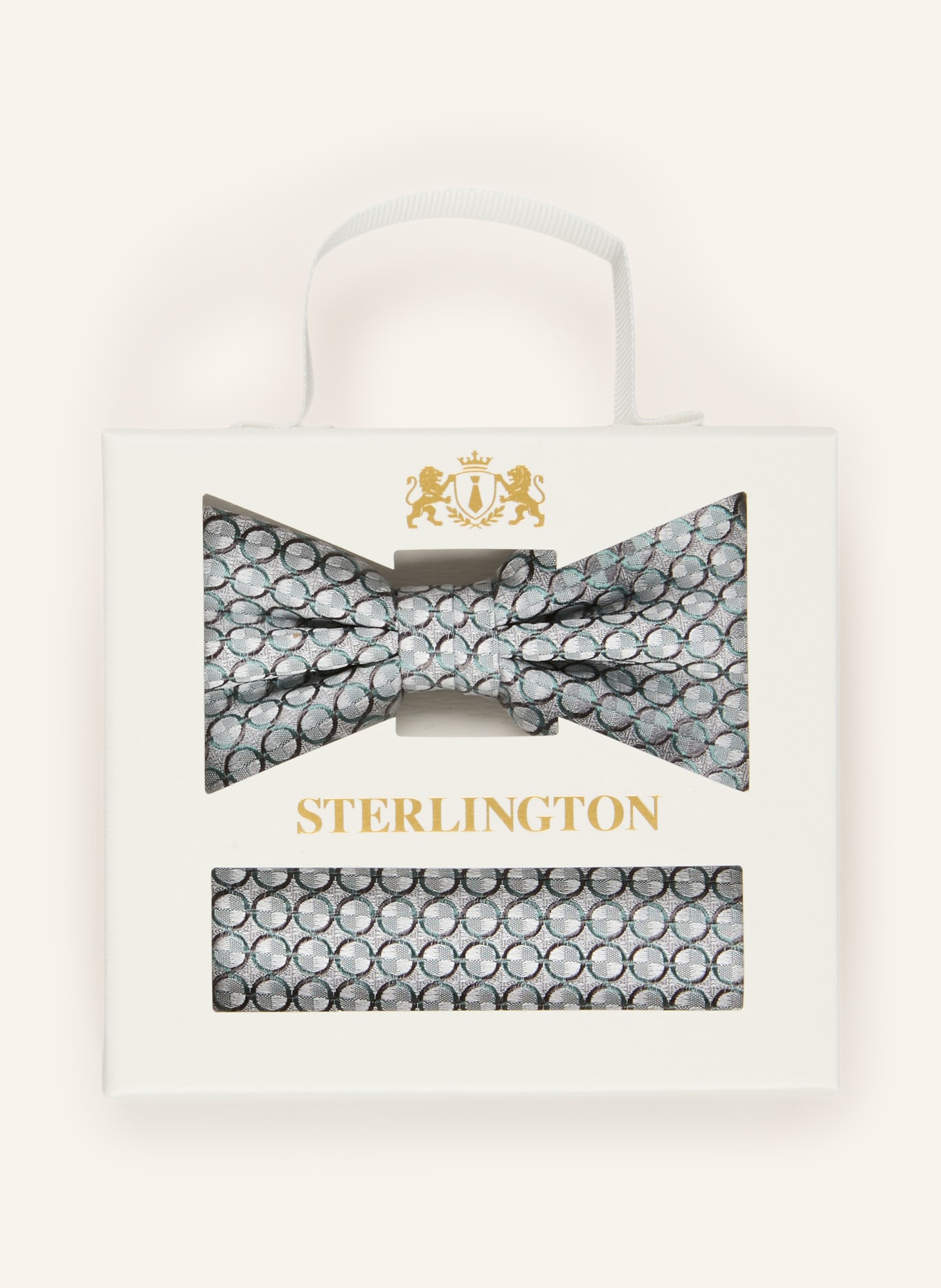 Sterlington Set: Fliege und Einstecktuch: GRÜN / GRAU