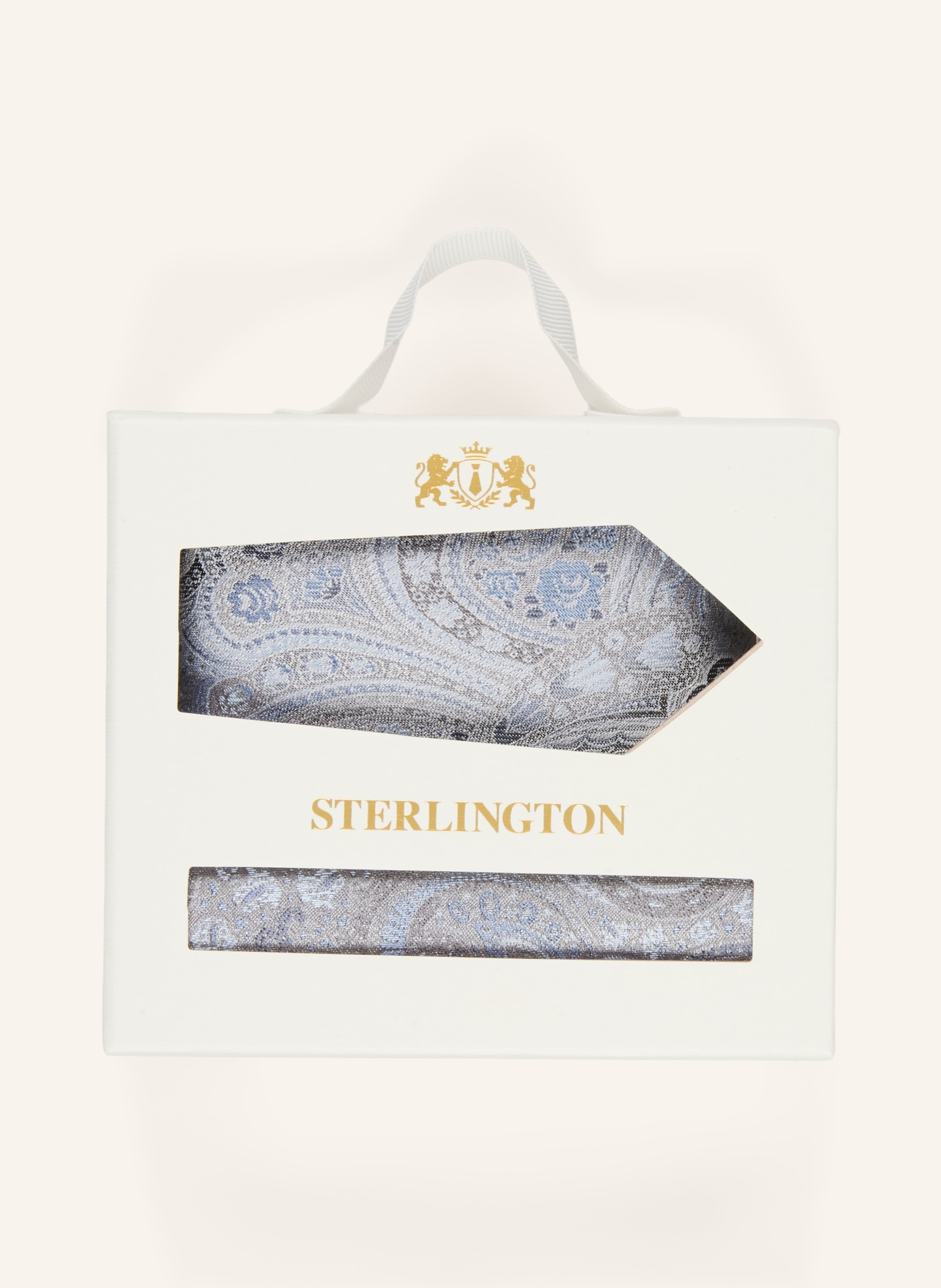 Sterlington Set: Krawatte und Einstecktuch: BLAU / GRAU