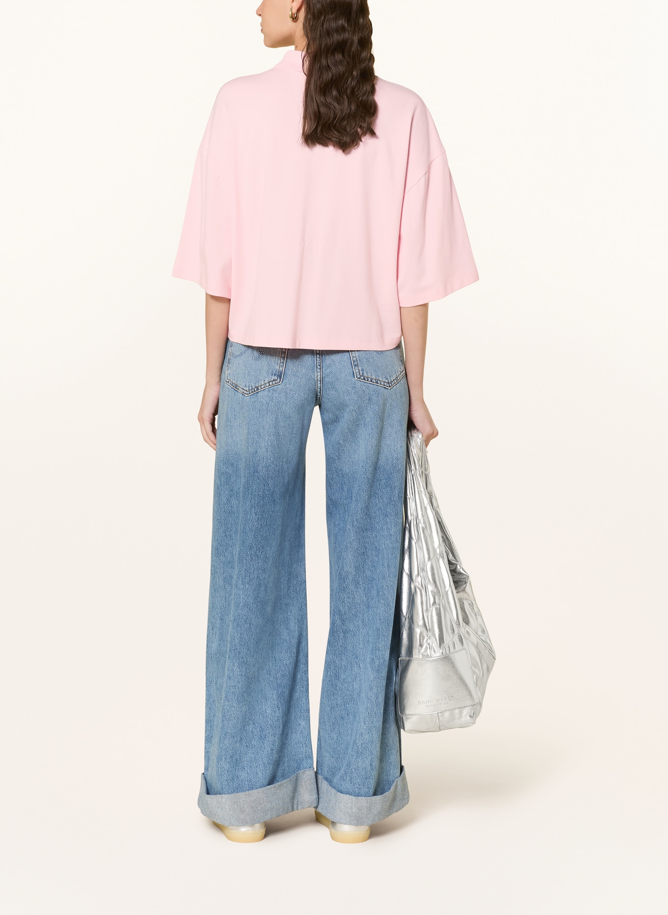 Smith & Soul Piqué-Poloshirt mit Schmuckperlen: ROSA