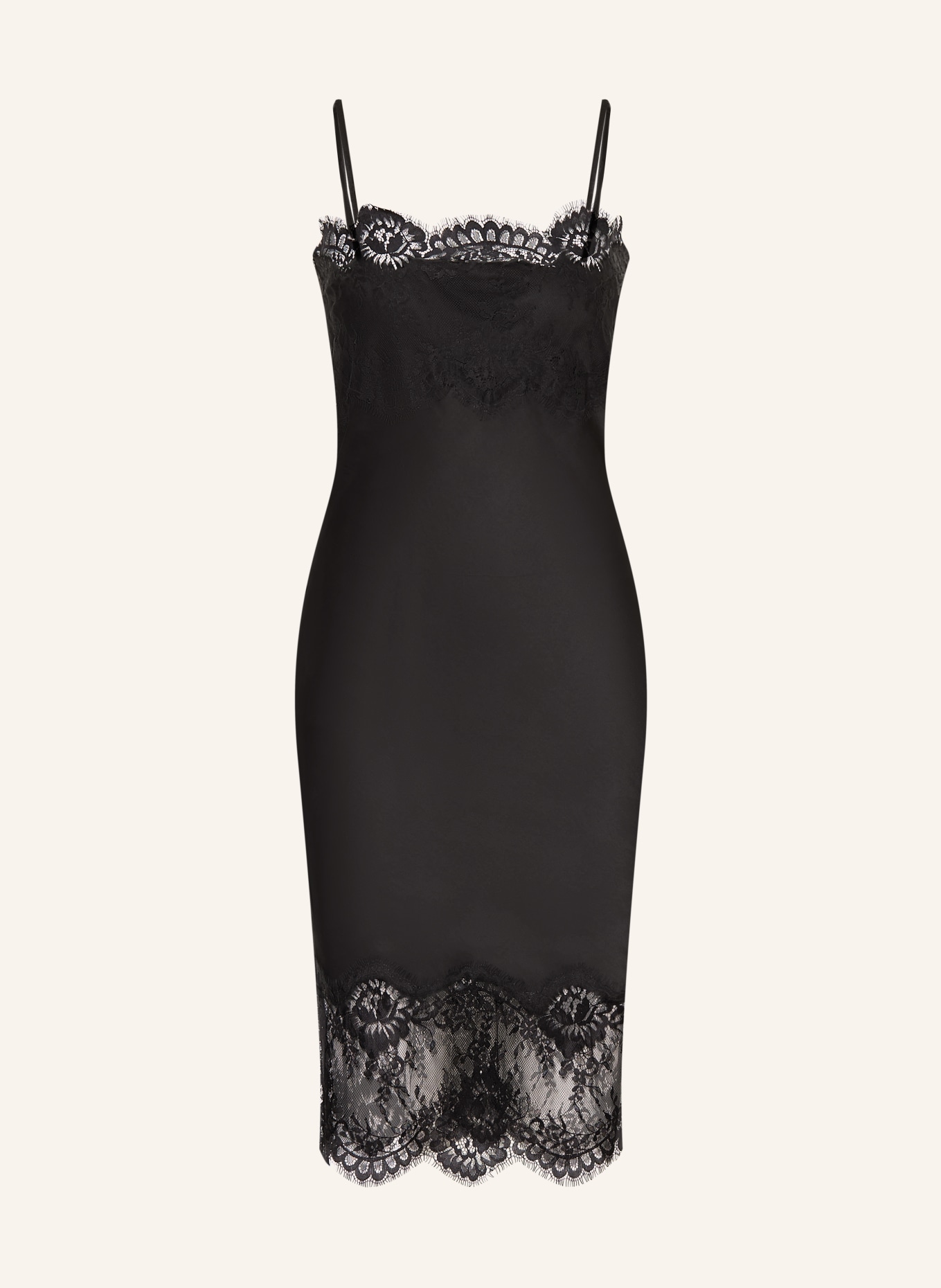 Herskind Satinkleid LINUS mit Spitze: SCHWARZ