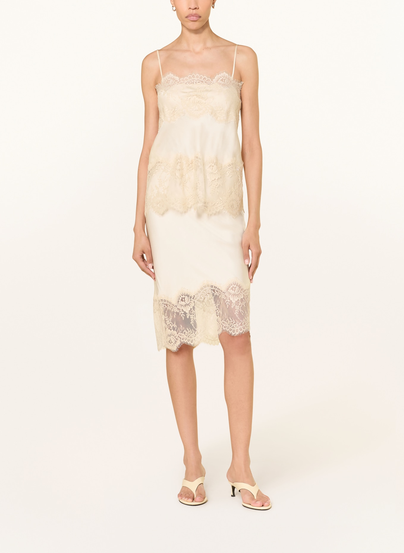 Herskind LINNEA Satin Top with Lace: CREAM