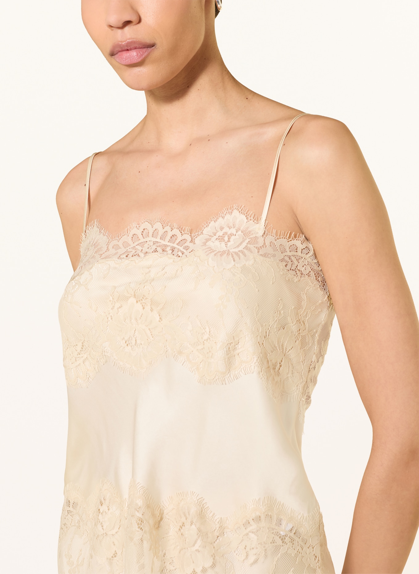 Herskind LINNEA Satin Top with Lace: CREAM