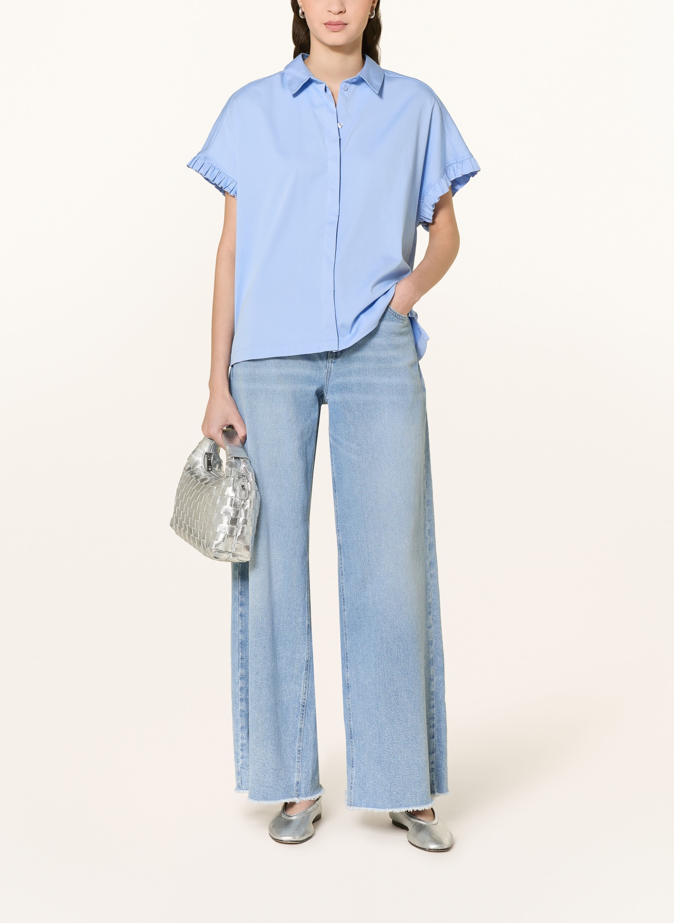 Smith & Soul Hemdbluse mit Rüschen: HELLBLAU