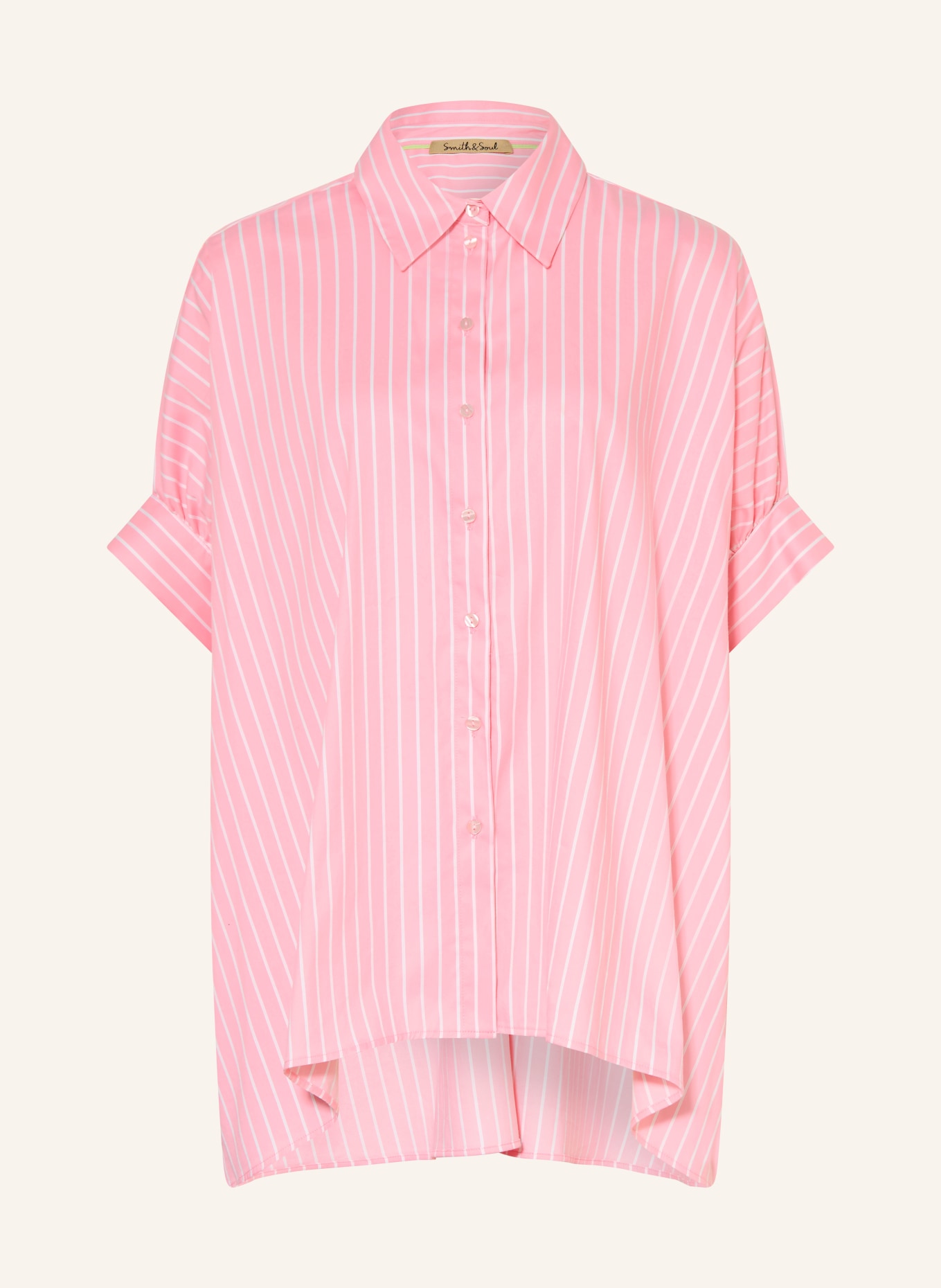 Smith & Soul Oversized overhemdblouse: ROZE / WIT