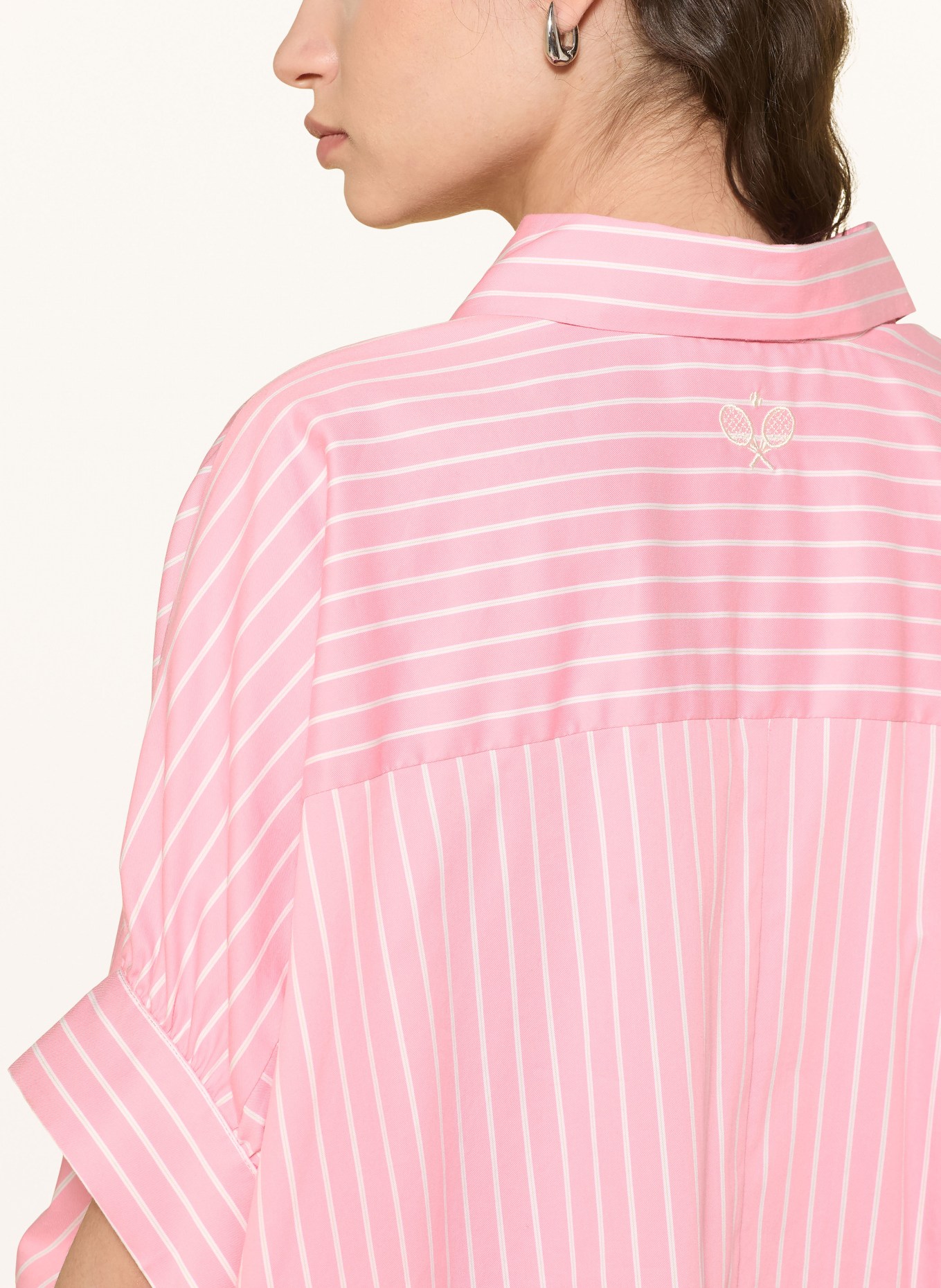 Smith & Soul Oversized overhemdblouse: ROZE / WIT