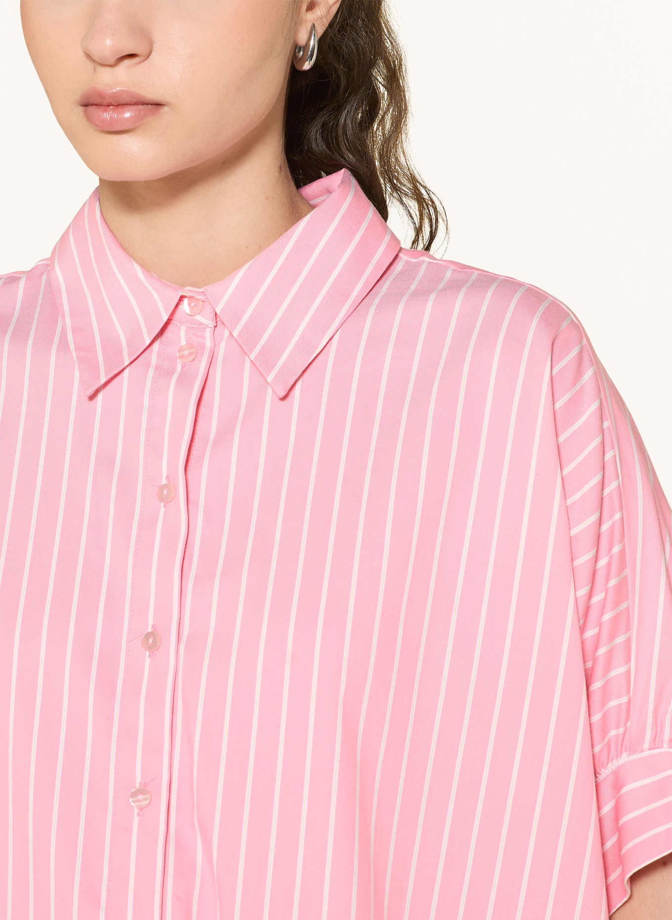 Smith & Soul Oversized overhemdblouse: ROZE / WIT