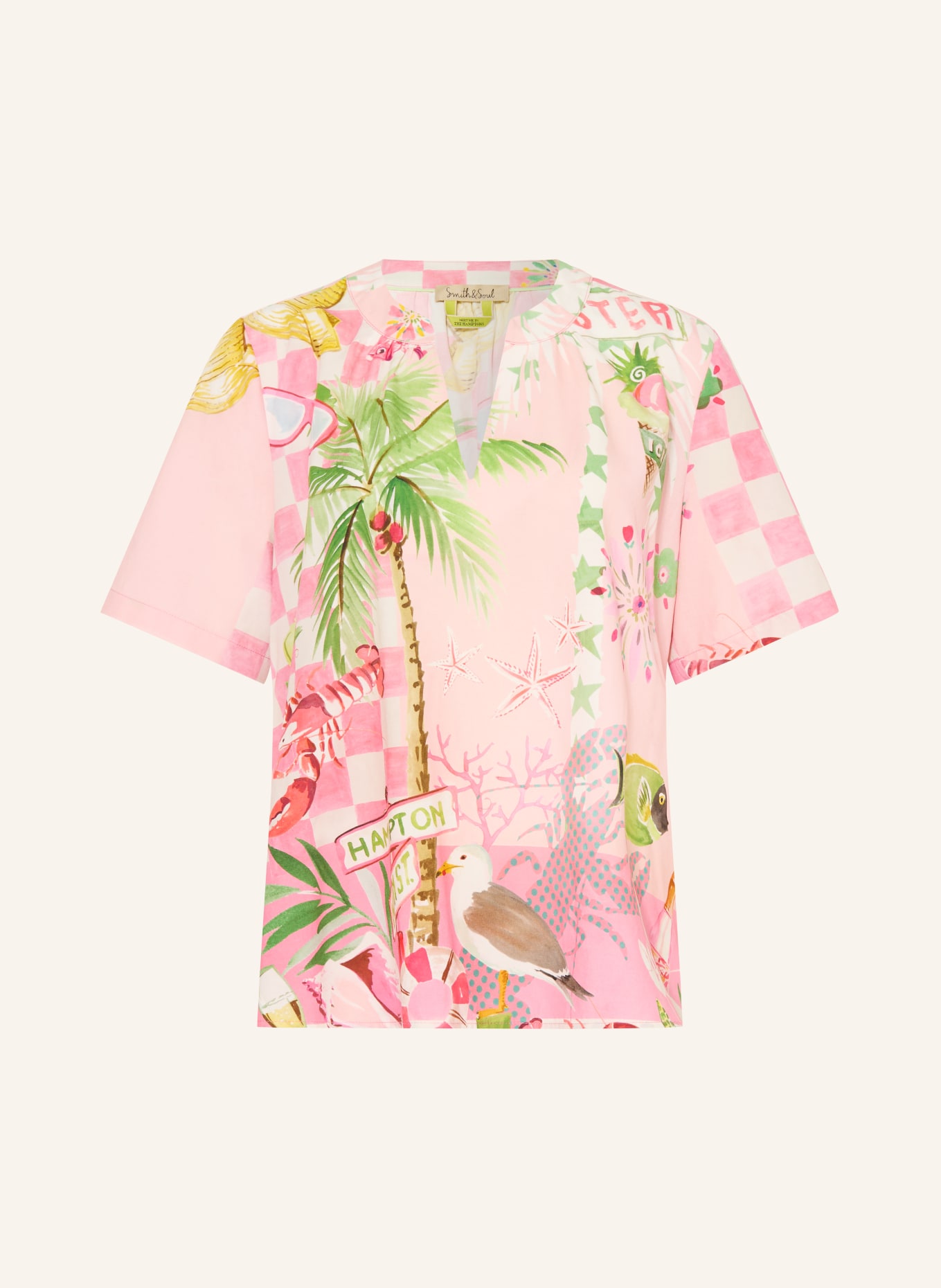 Smith & Soul blouse shirt: PINK / PINK / GREEN