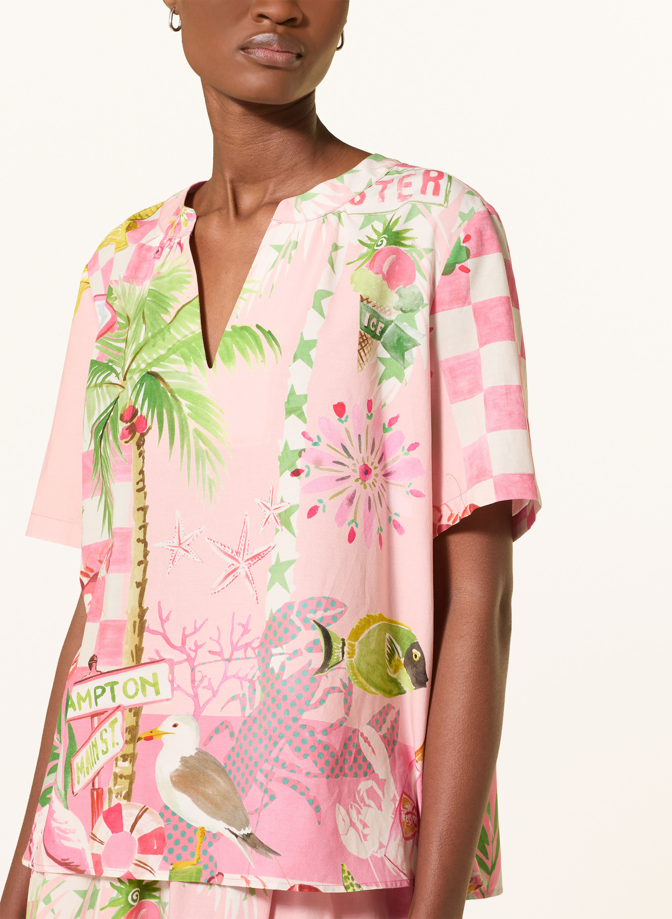 Smith & Soul blouse shirt: PINK / PINK / GREEN