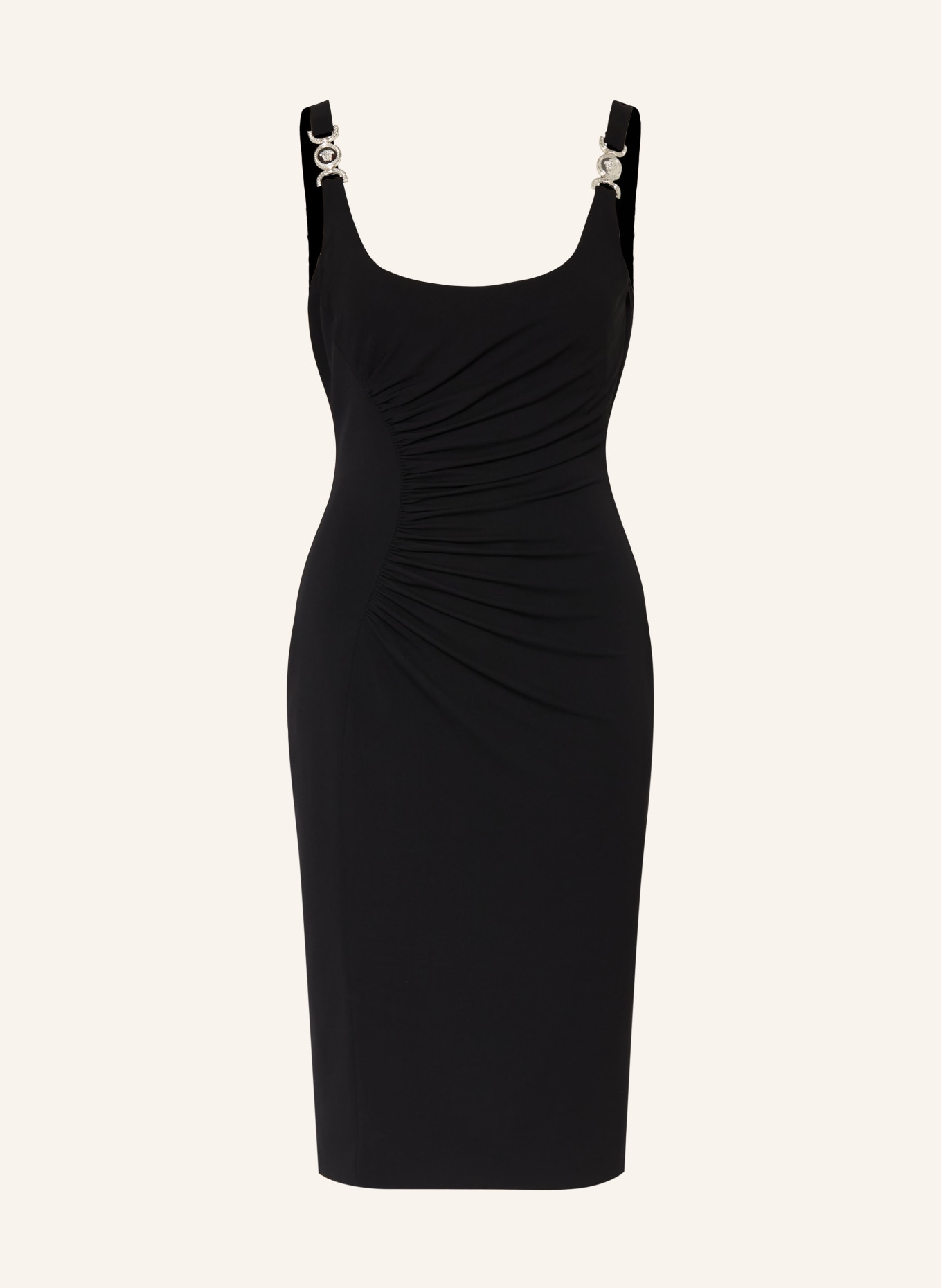 VERSACE Cocktailkleid aus Jersey: SCHWARZ / SILBER