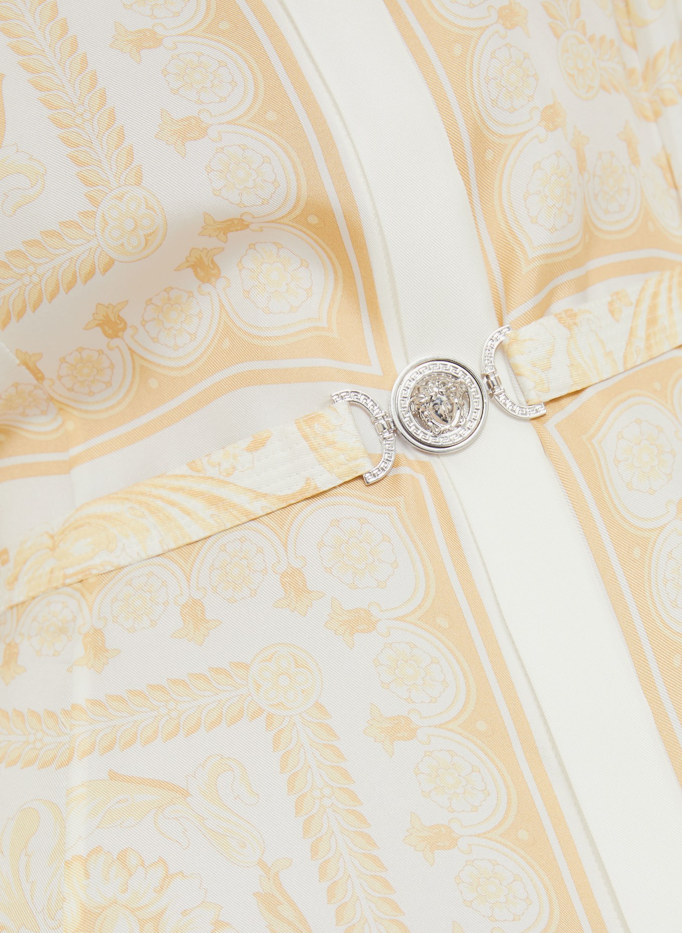 VERSACE Hemdblusenkleid aus Seide: WEISS / HELLGELB